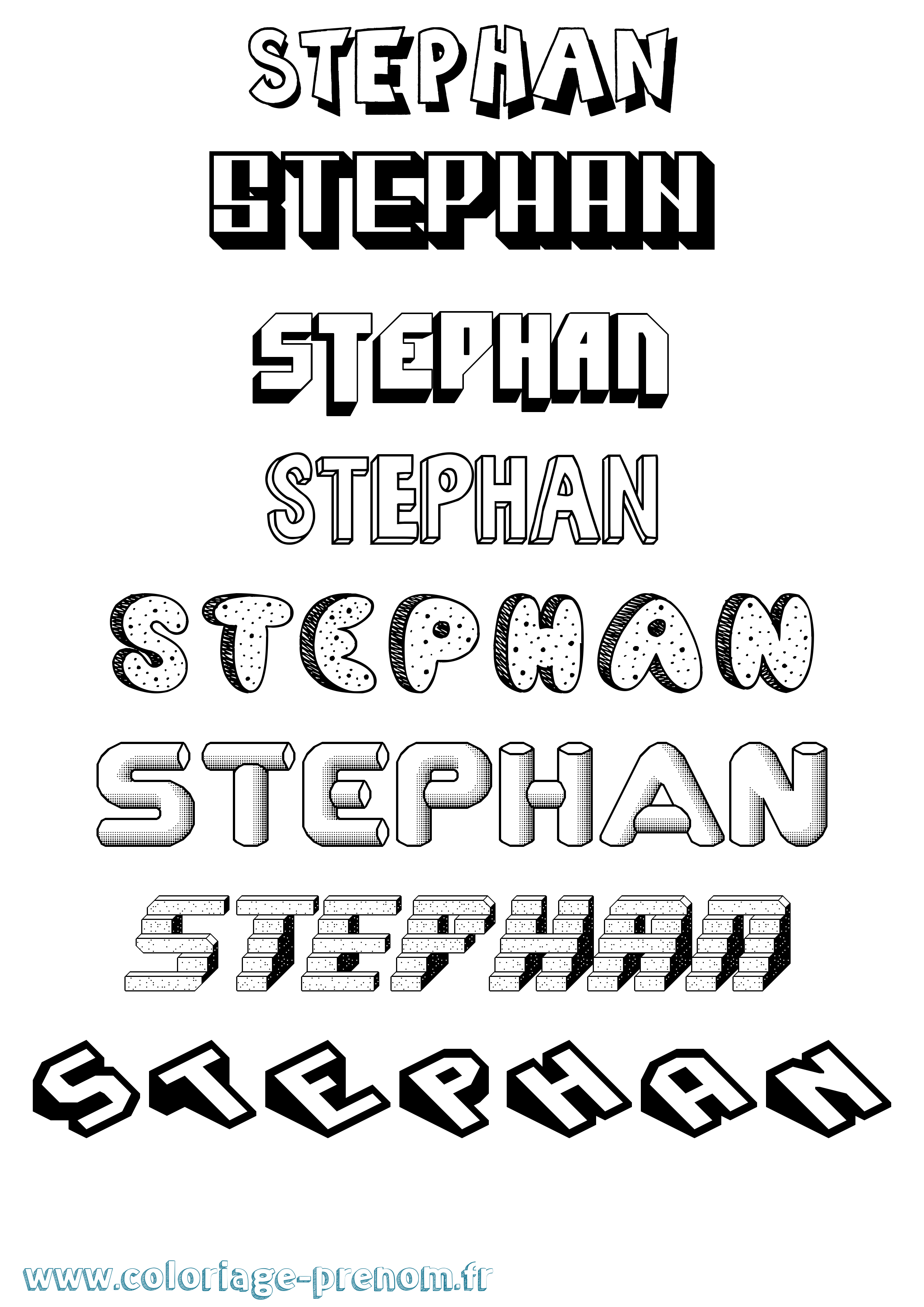 Coloriage Stephan Effet 3D Coloriage prénom Stephan Effet 3D