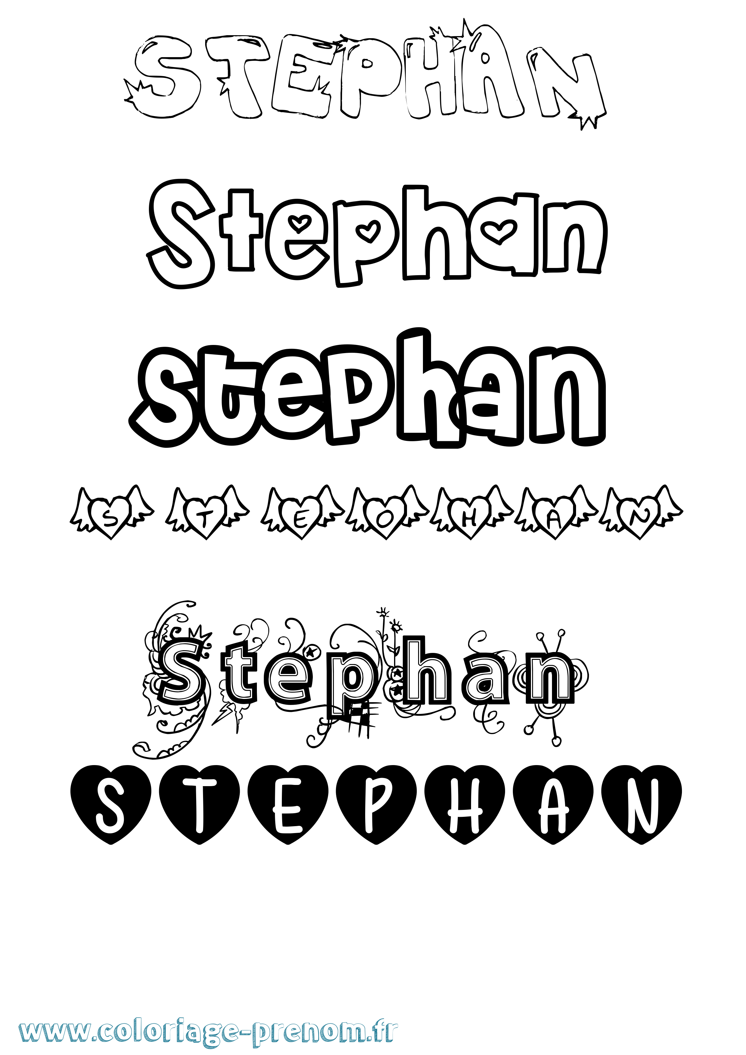 Coloriage Stephan Girly Coloriage prénom Stephan Girly