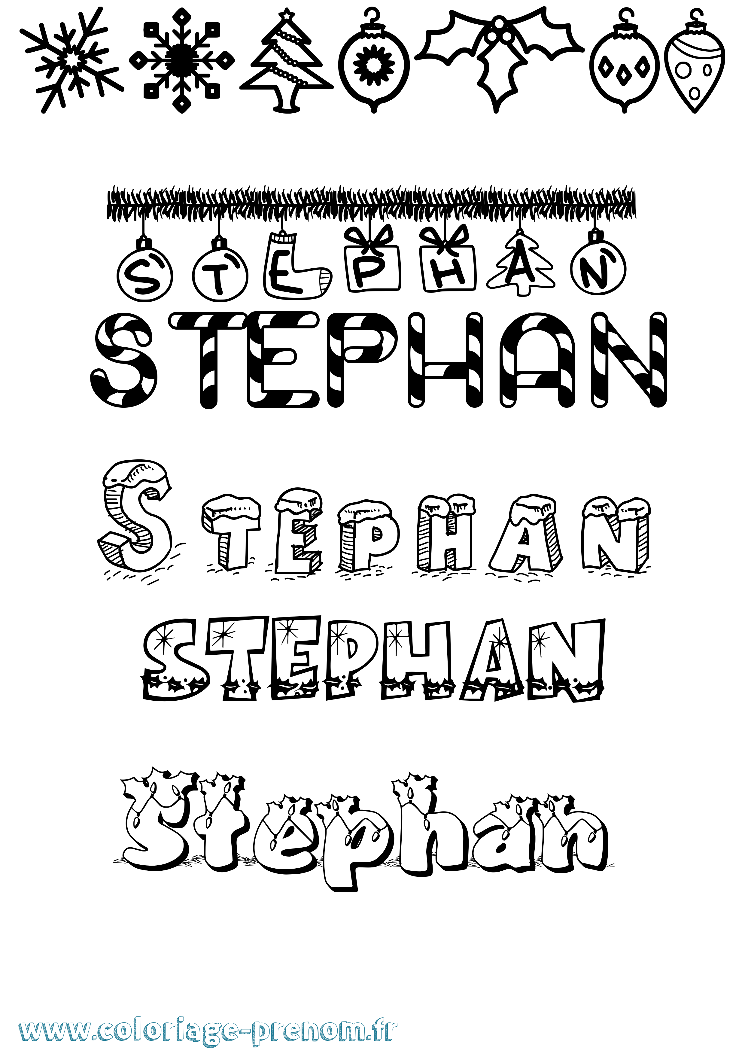 Coloriage prénom Stephan Noël