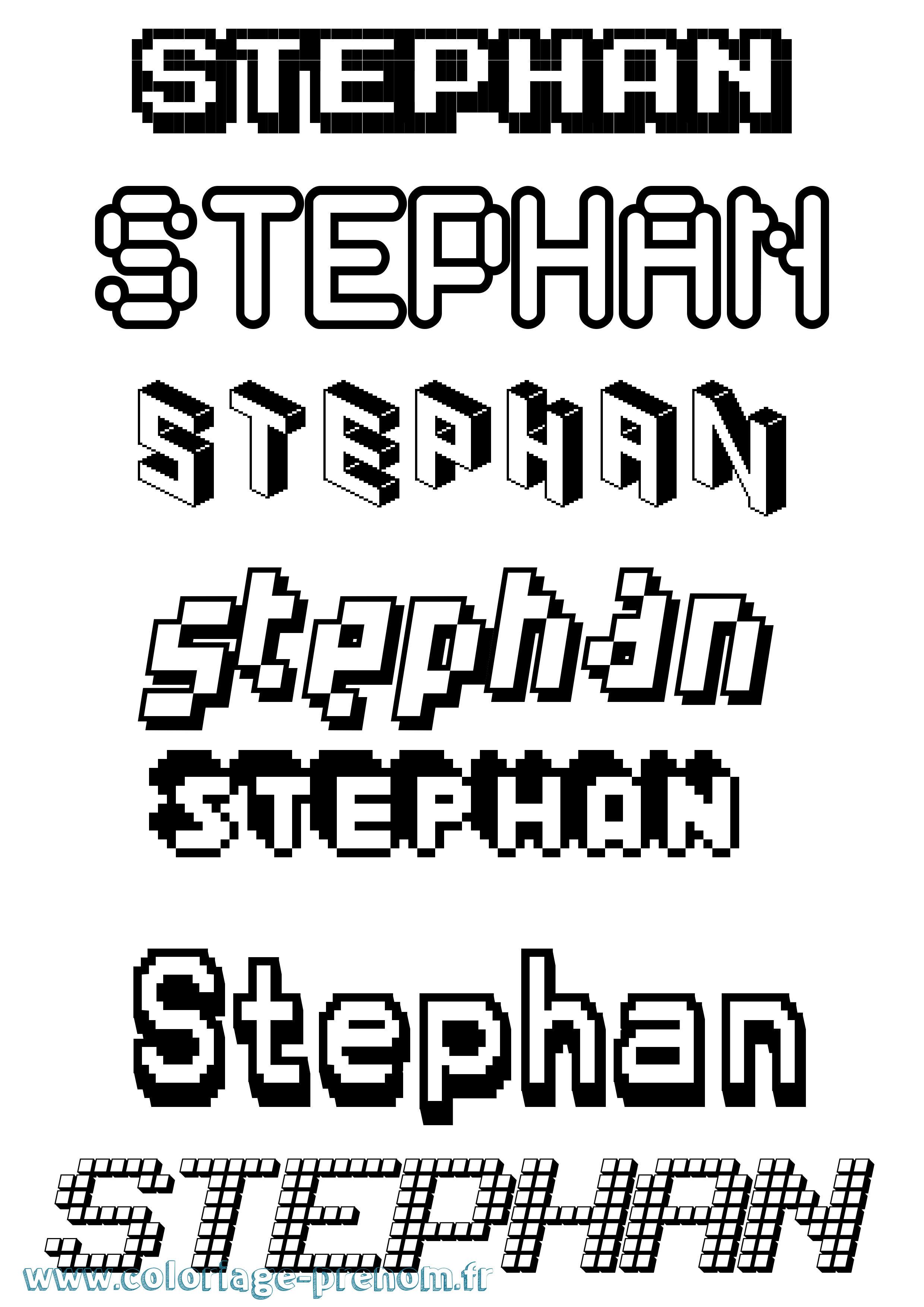 Coloriage prénom Stephan Pixel