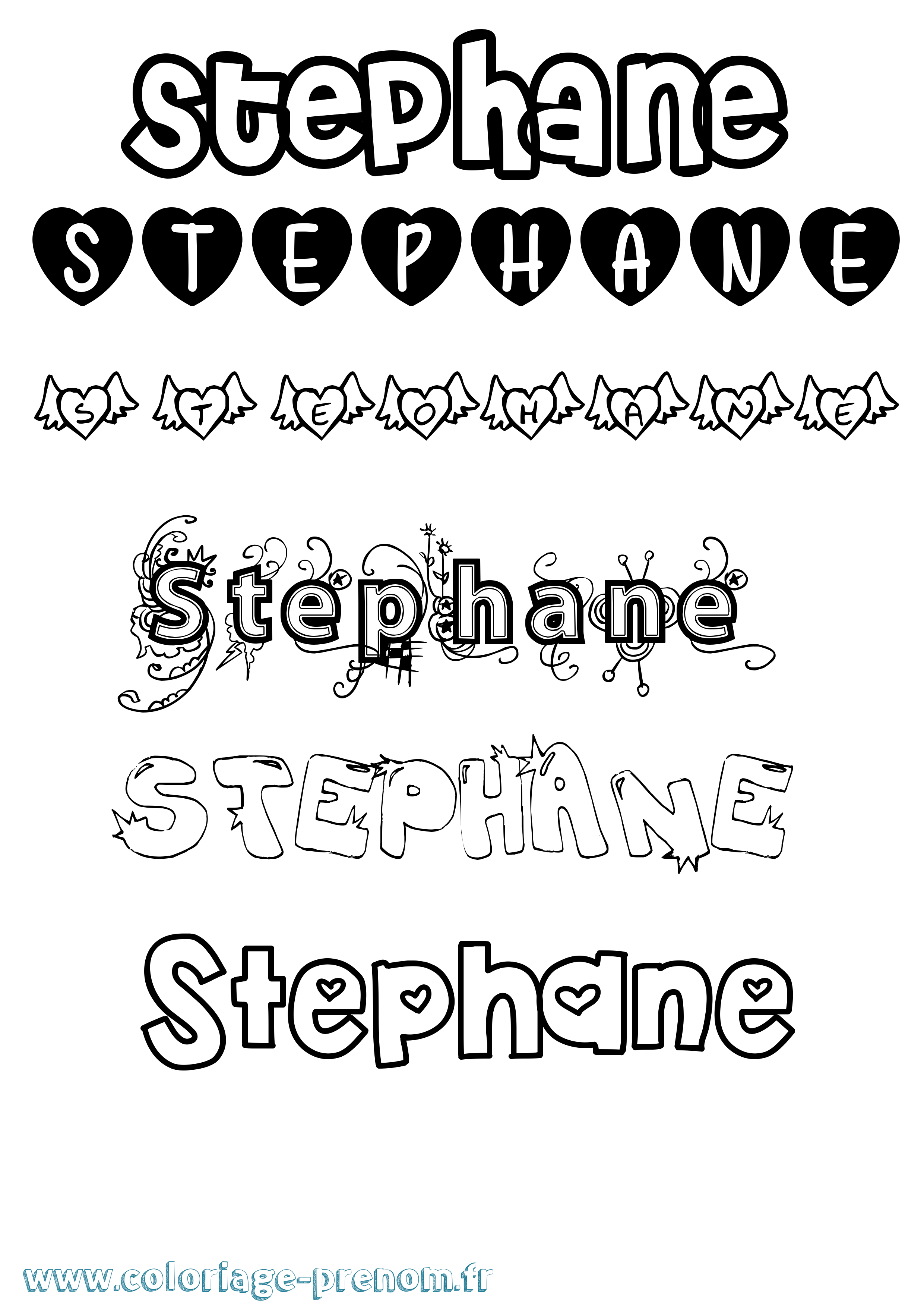 Coloriage prénom Stephane Girly