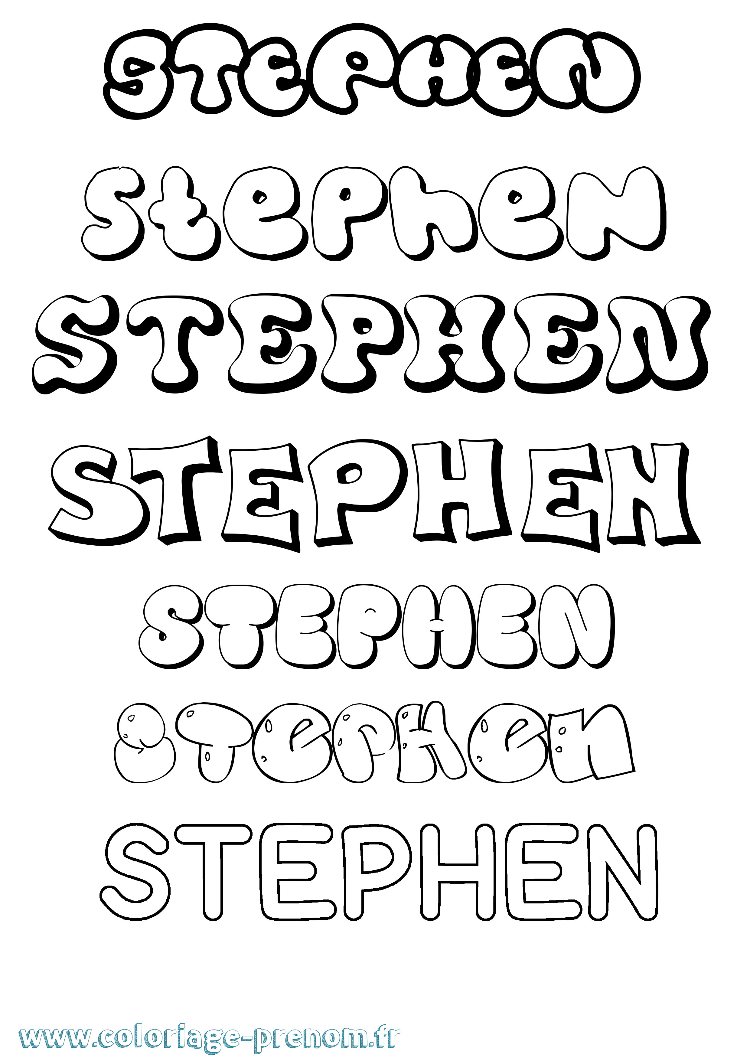 Coloriage prénom Stephen Bubble