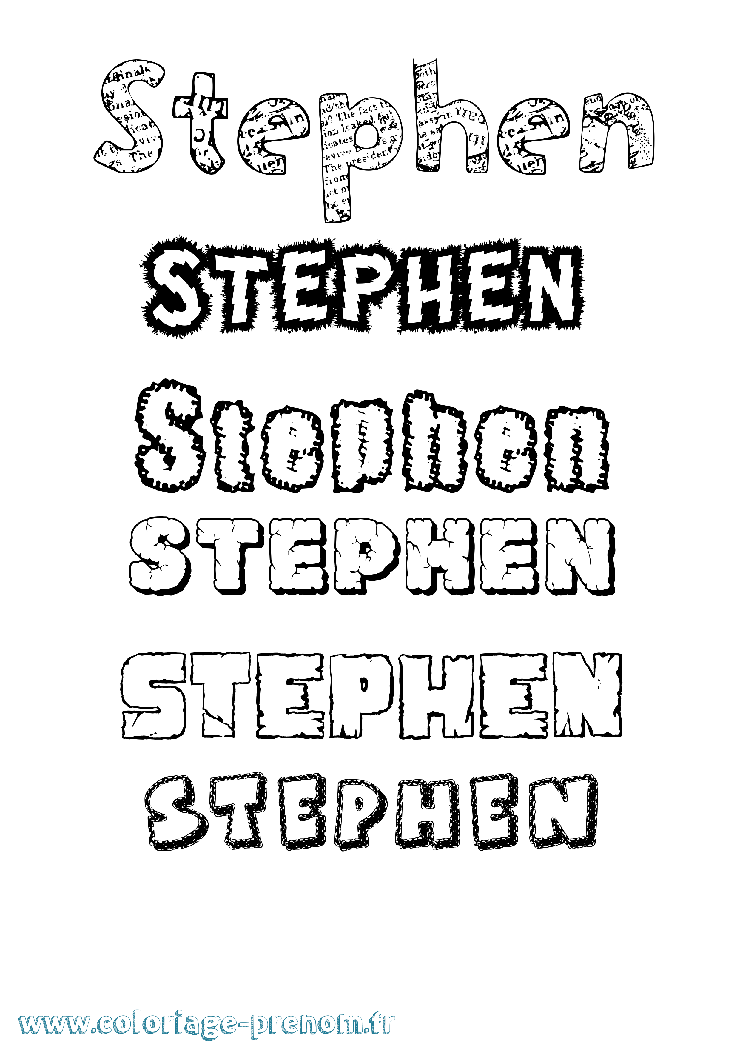 Coloriage prénom Stephen Destructuré