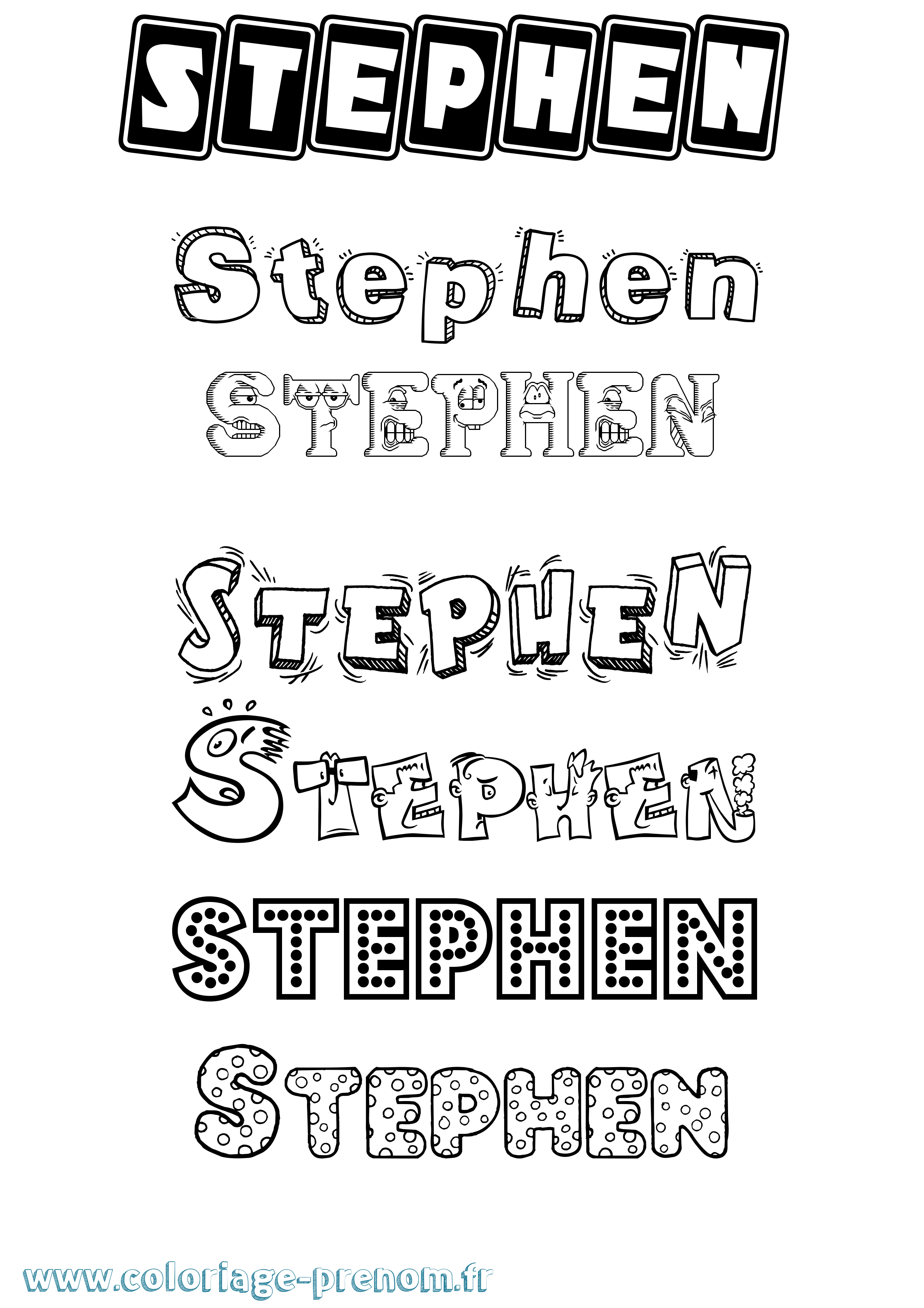 Coloriage prénom Stephen Fun
