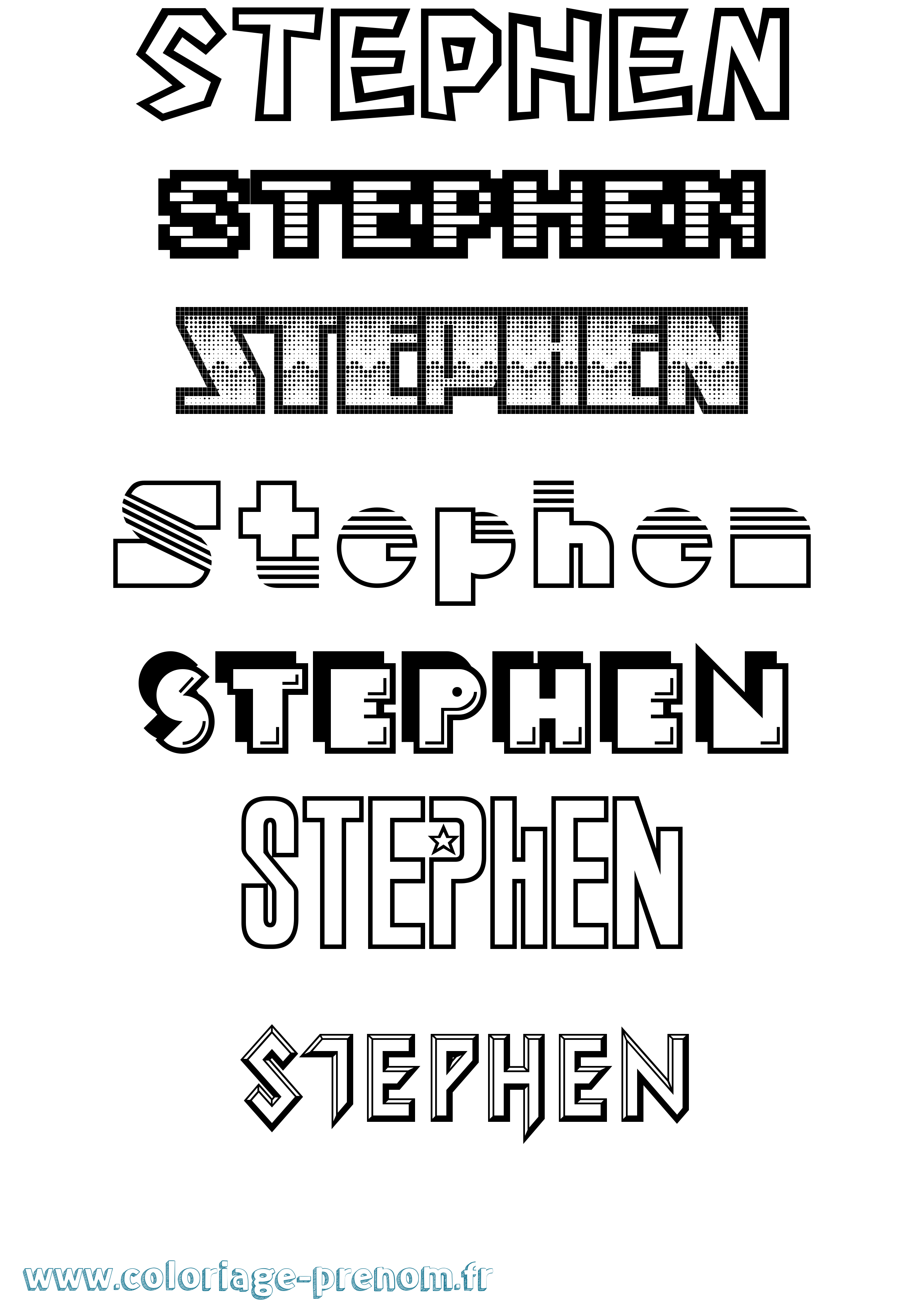 Coloriage prénom Stephen Jeux Vidéos
