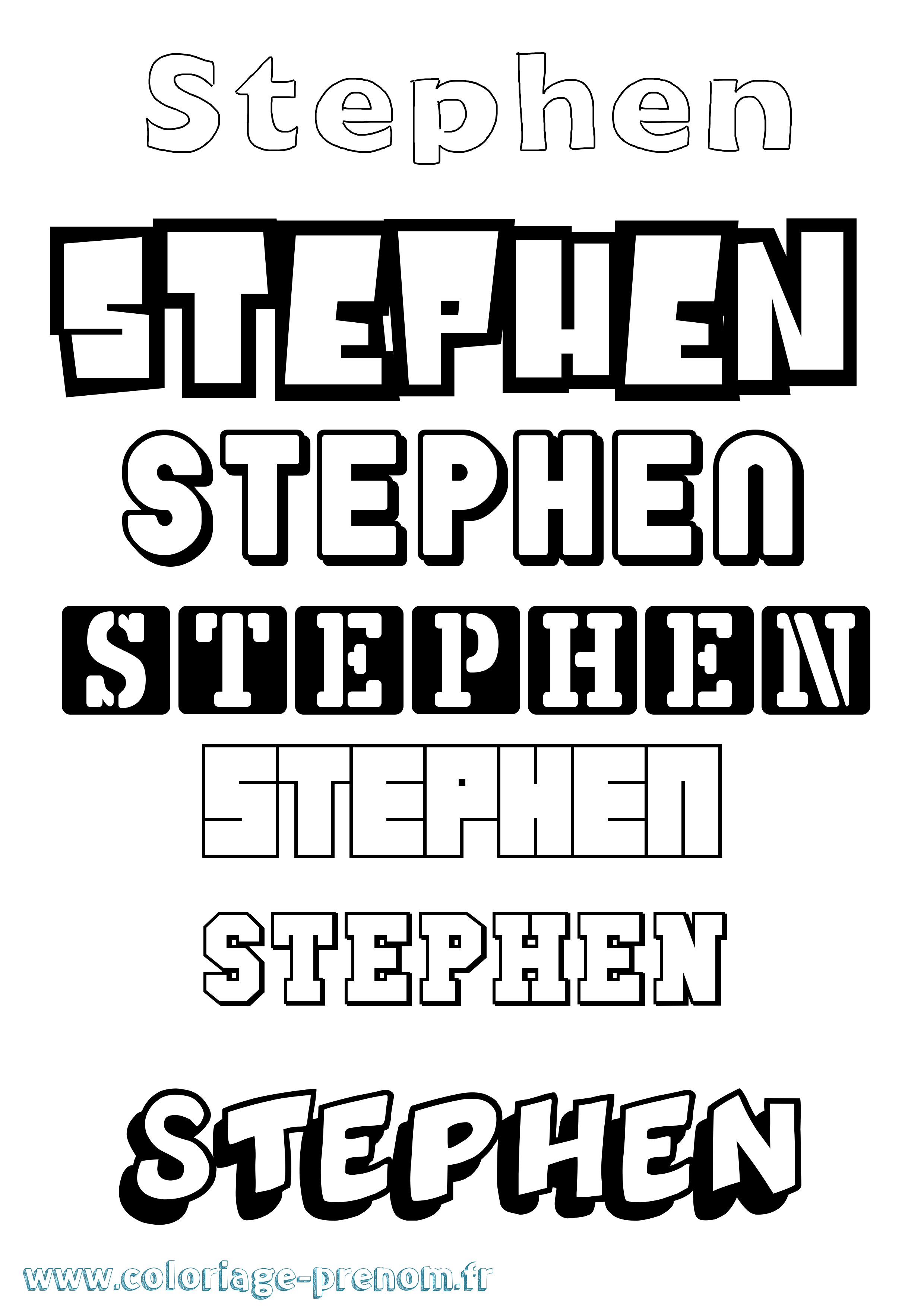 Coloriage prénom Stephen Simple