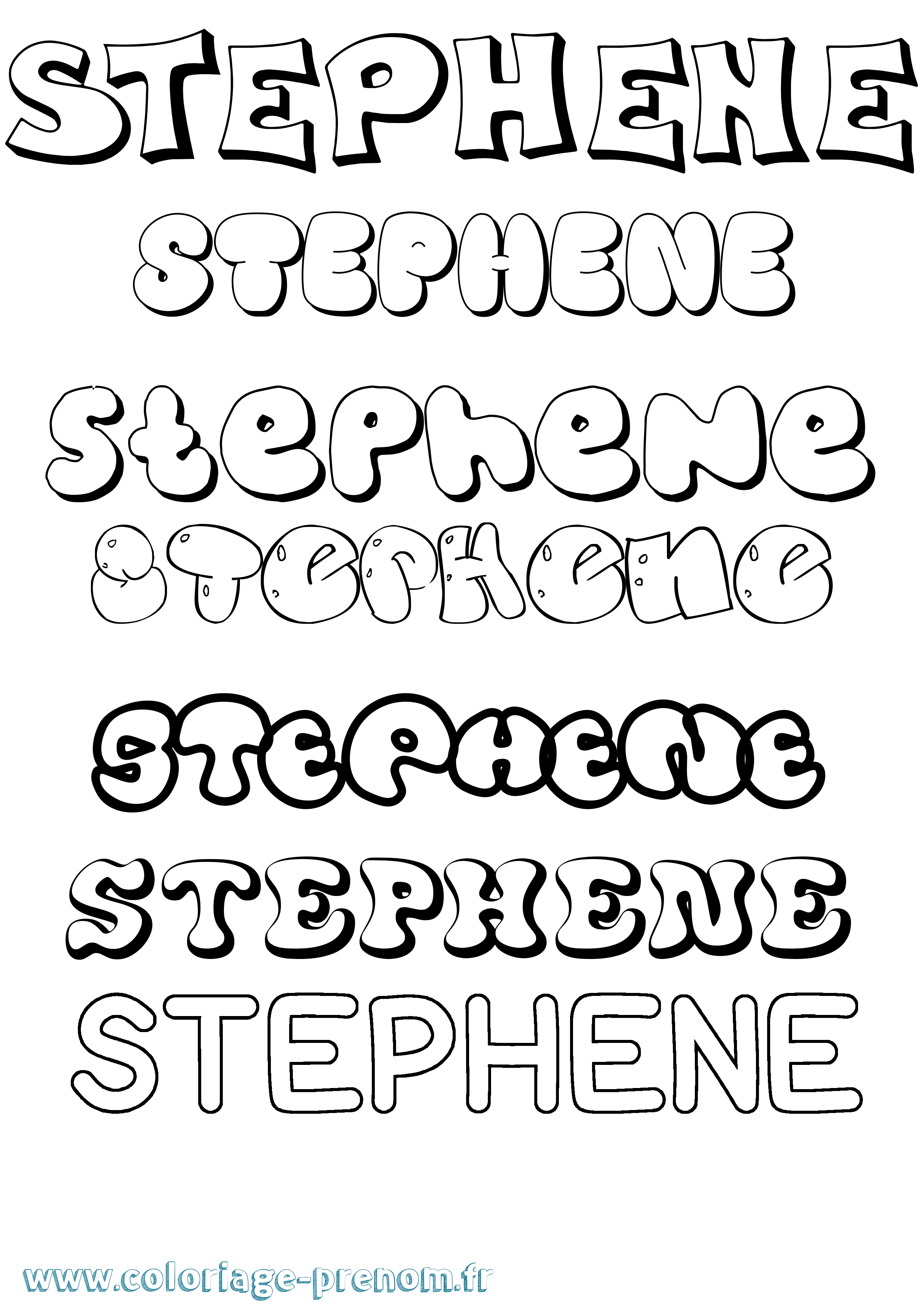 Coloriage prénom Stephene Bubble
