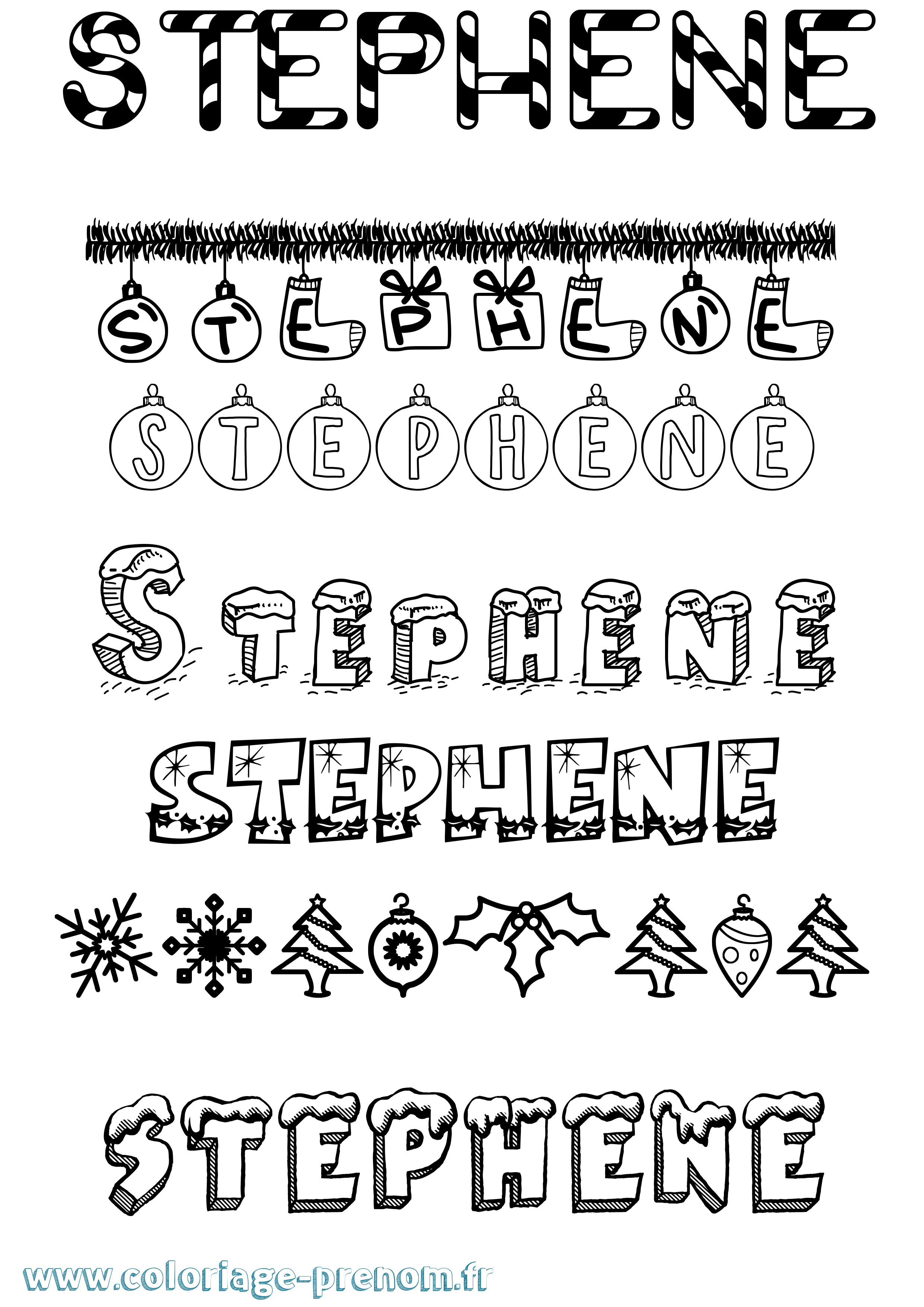 Coloriage prénom Stephene Noël