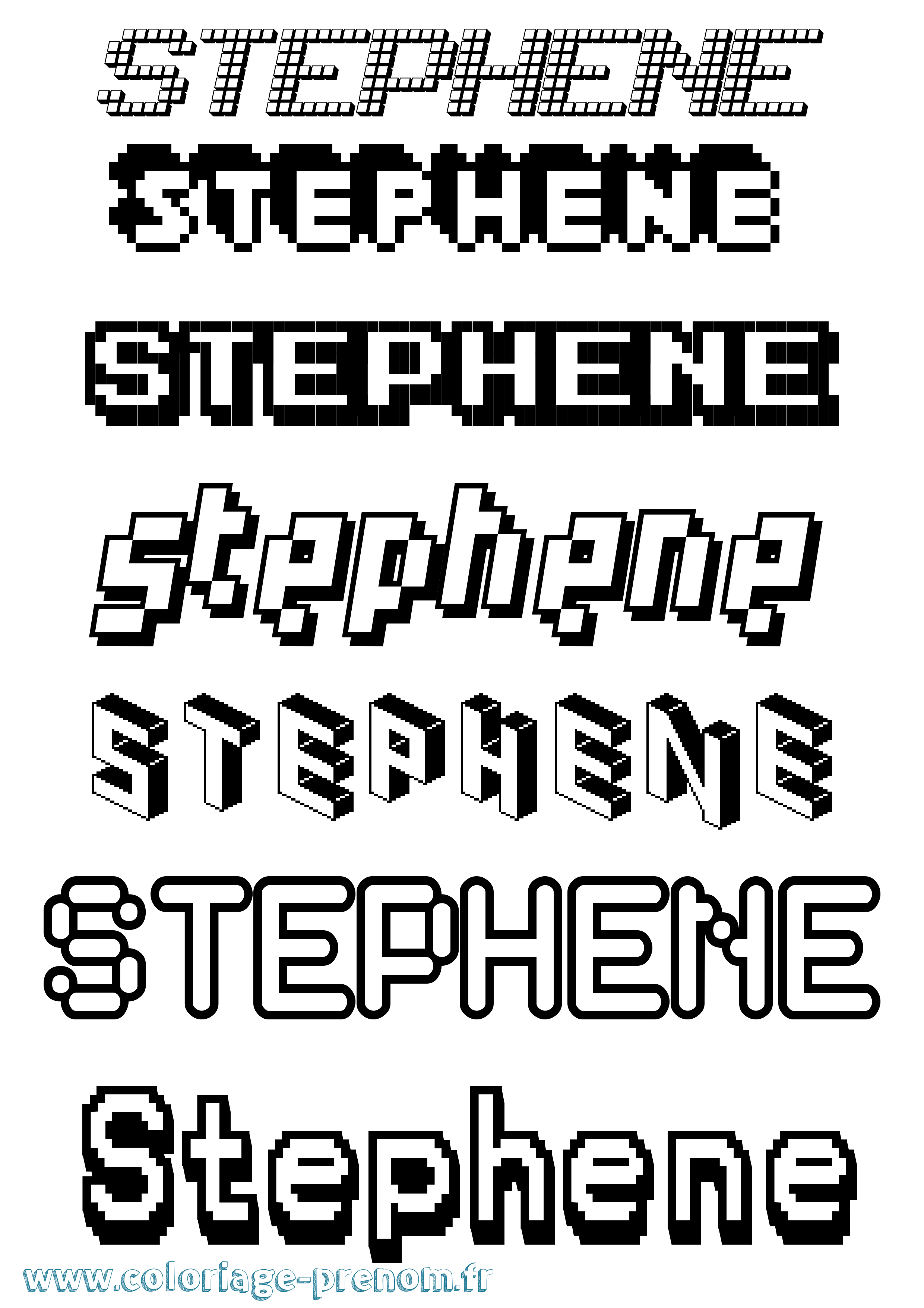 Coloriage prénom Stephene Pixel