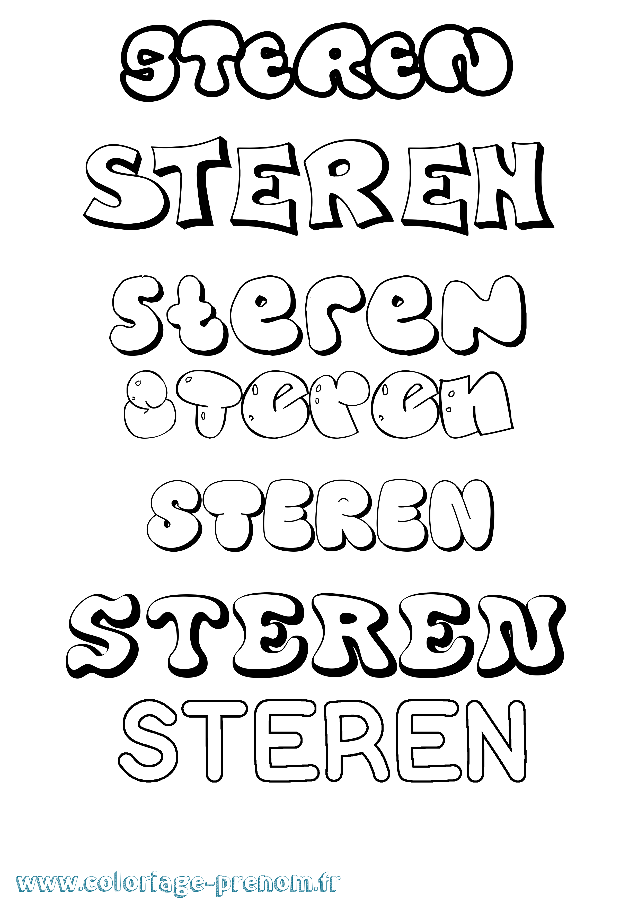 Coloriage Steren Bubble Coloriage prénom Steren Bubble