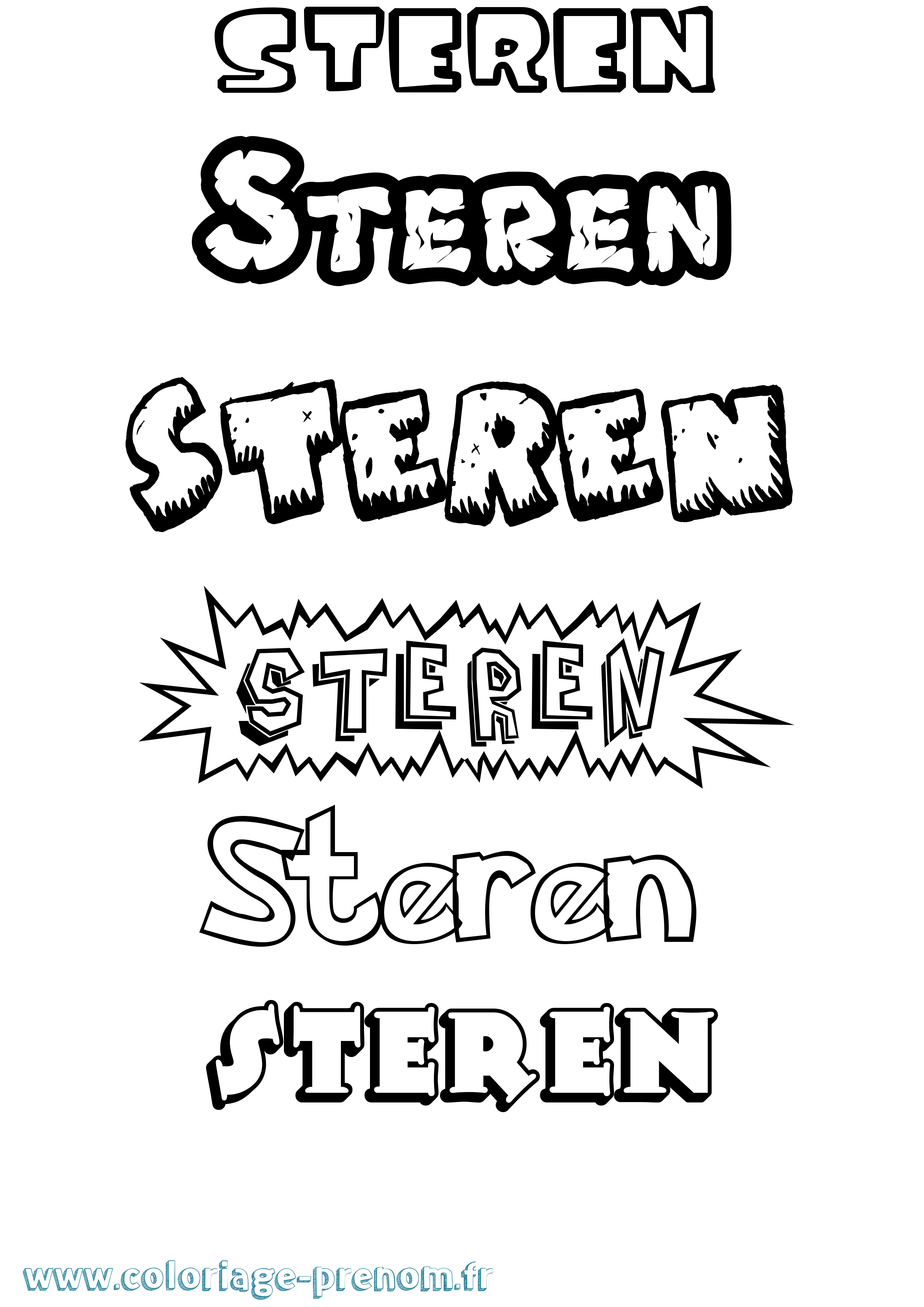 Coloriage Steren Dessin Animé Coloriage prénom Steren Dessin Animé