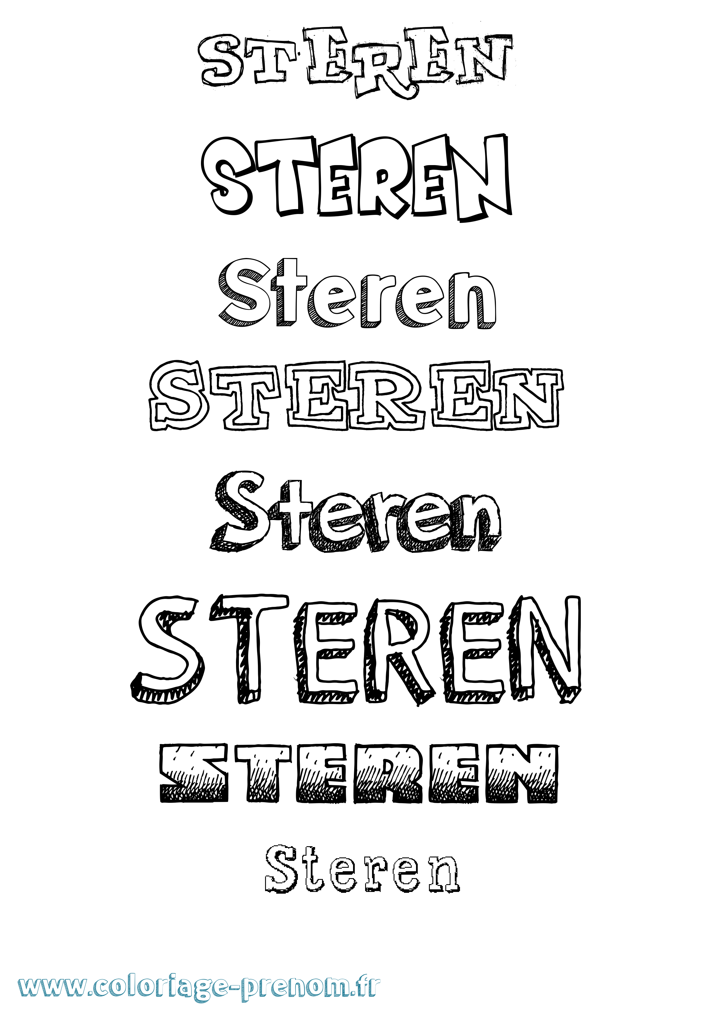 Coloriage Steren Dessiné Coloriage prénom Steren Dessiné