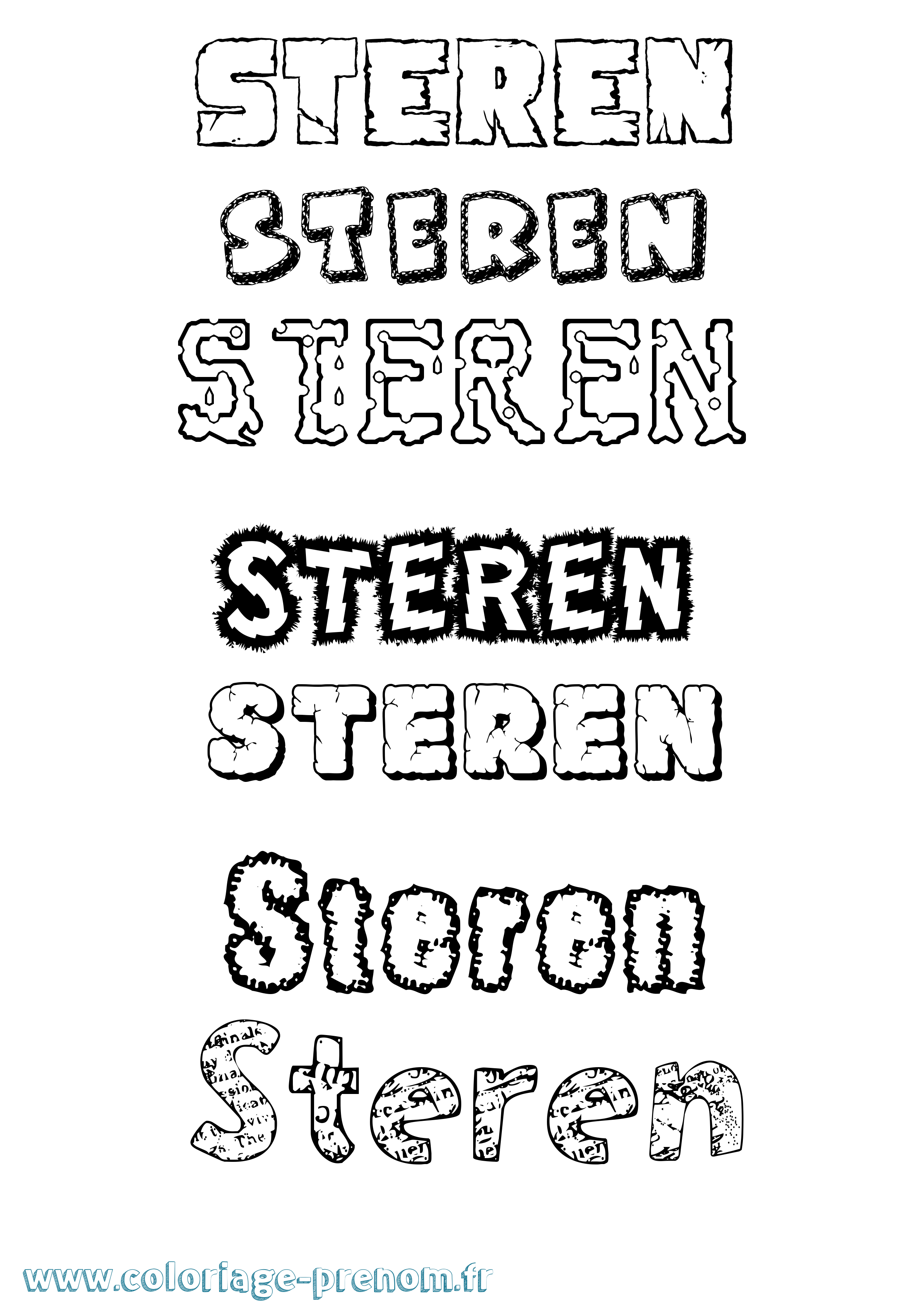 Coloriage Steren Destructuré Coloriage prénom Steren Destructuré