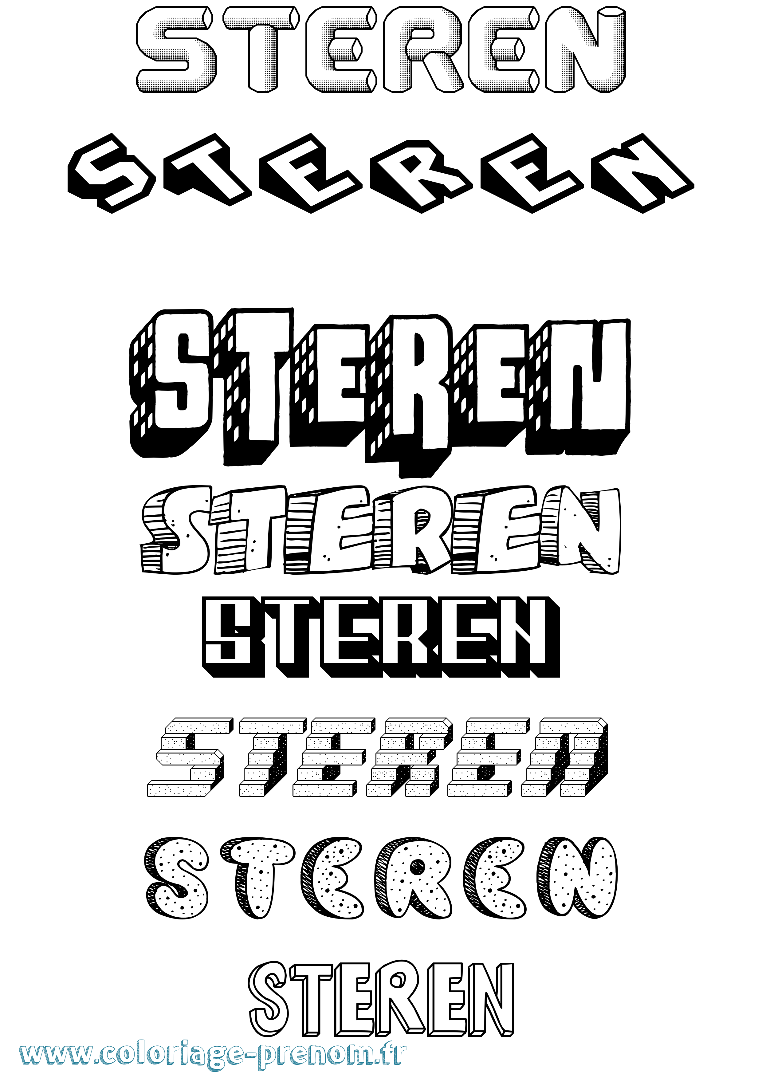Coloriage Steren Effet 3D Coloriage prénom Steren Effet 3D