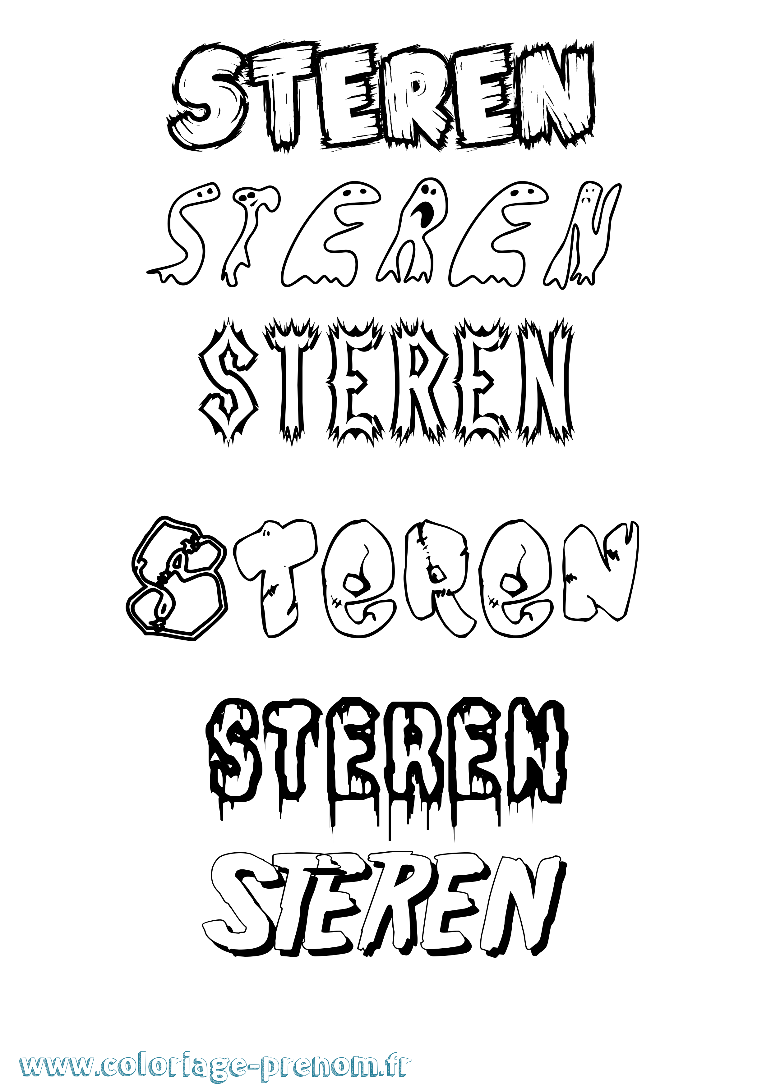 Coloriage Steren Frisson Coloriage prénom Steren Frisson