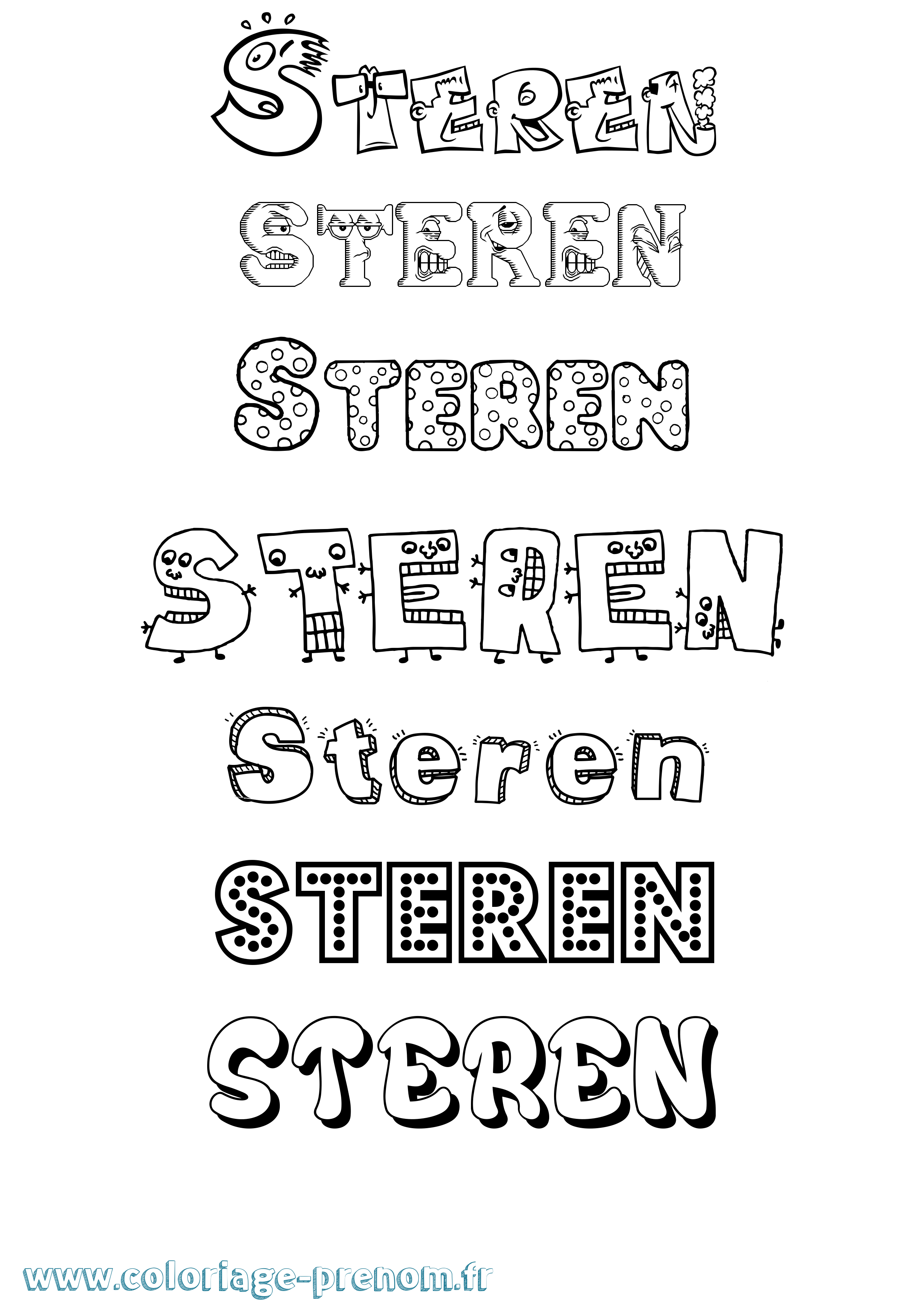 Coloriage Steren Fun Coloriage prénom Steren Fun