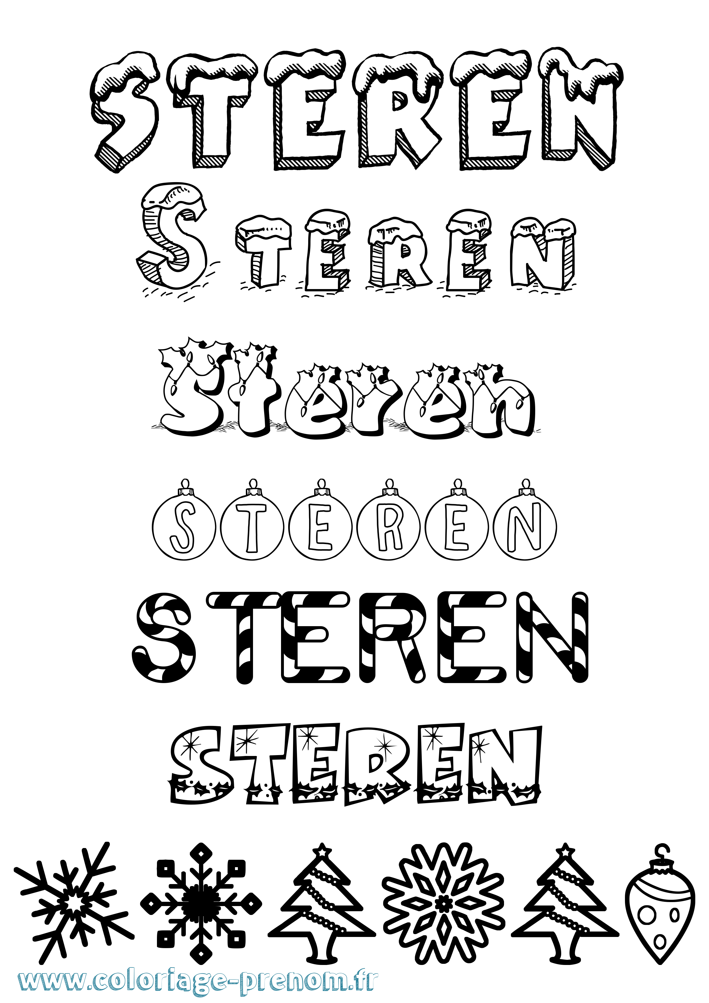 Coloriage Steren Noël Coloriage prénom Steren Noël