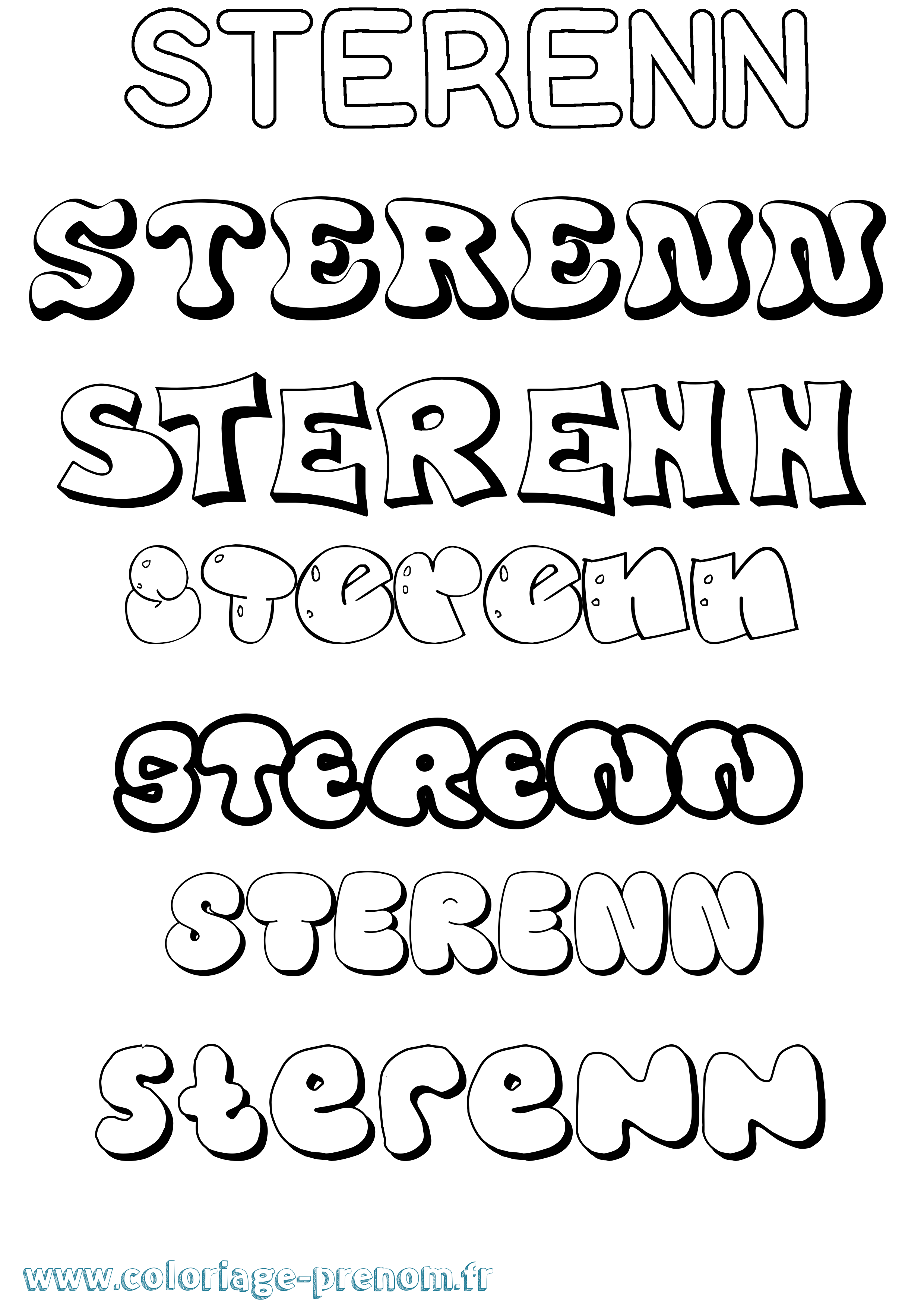 Coloriage prénom Sterenn Bubble