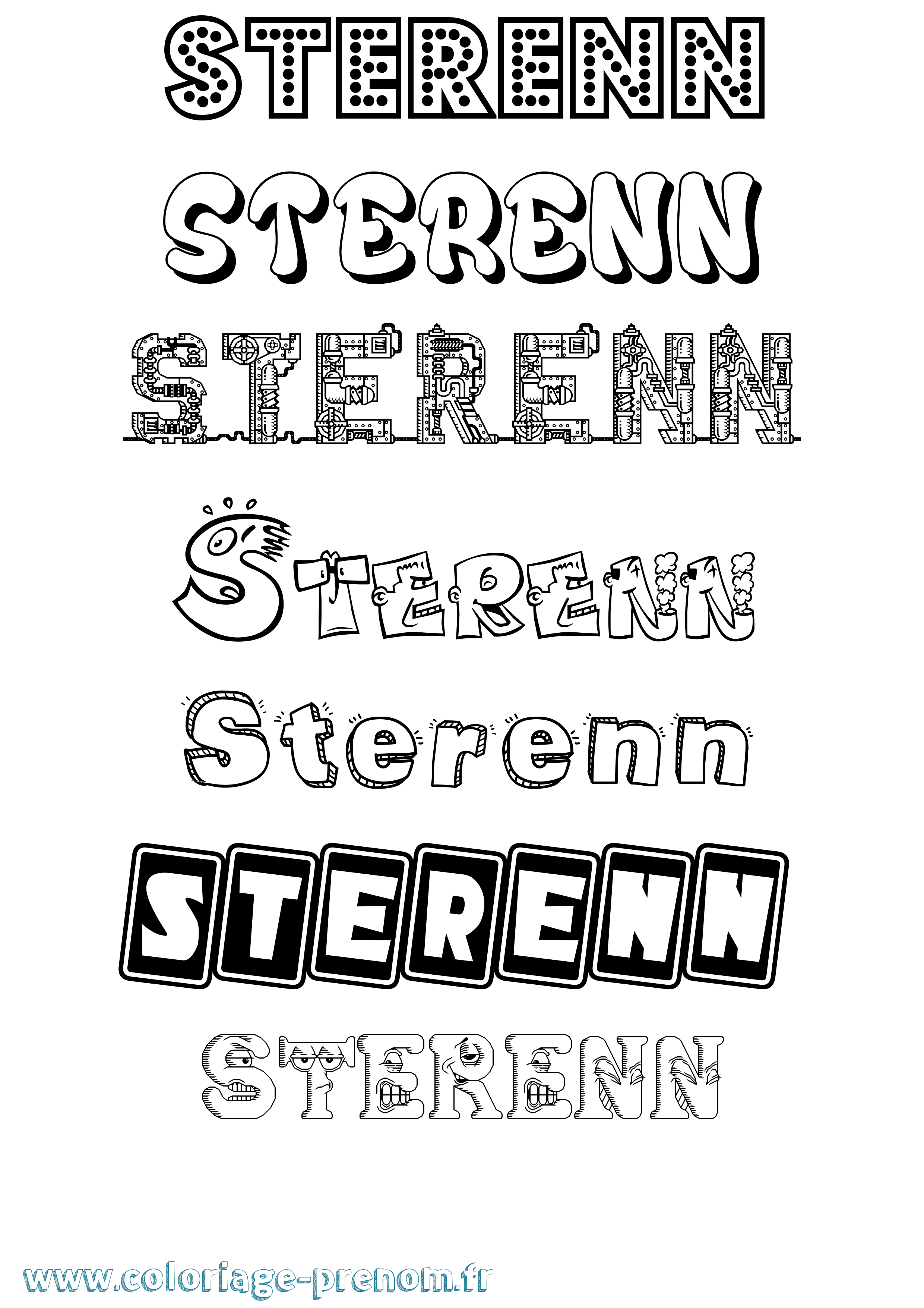 Coloriage prénom Sterenn Fun