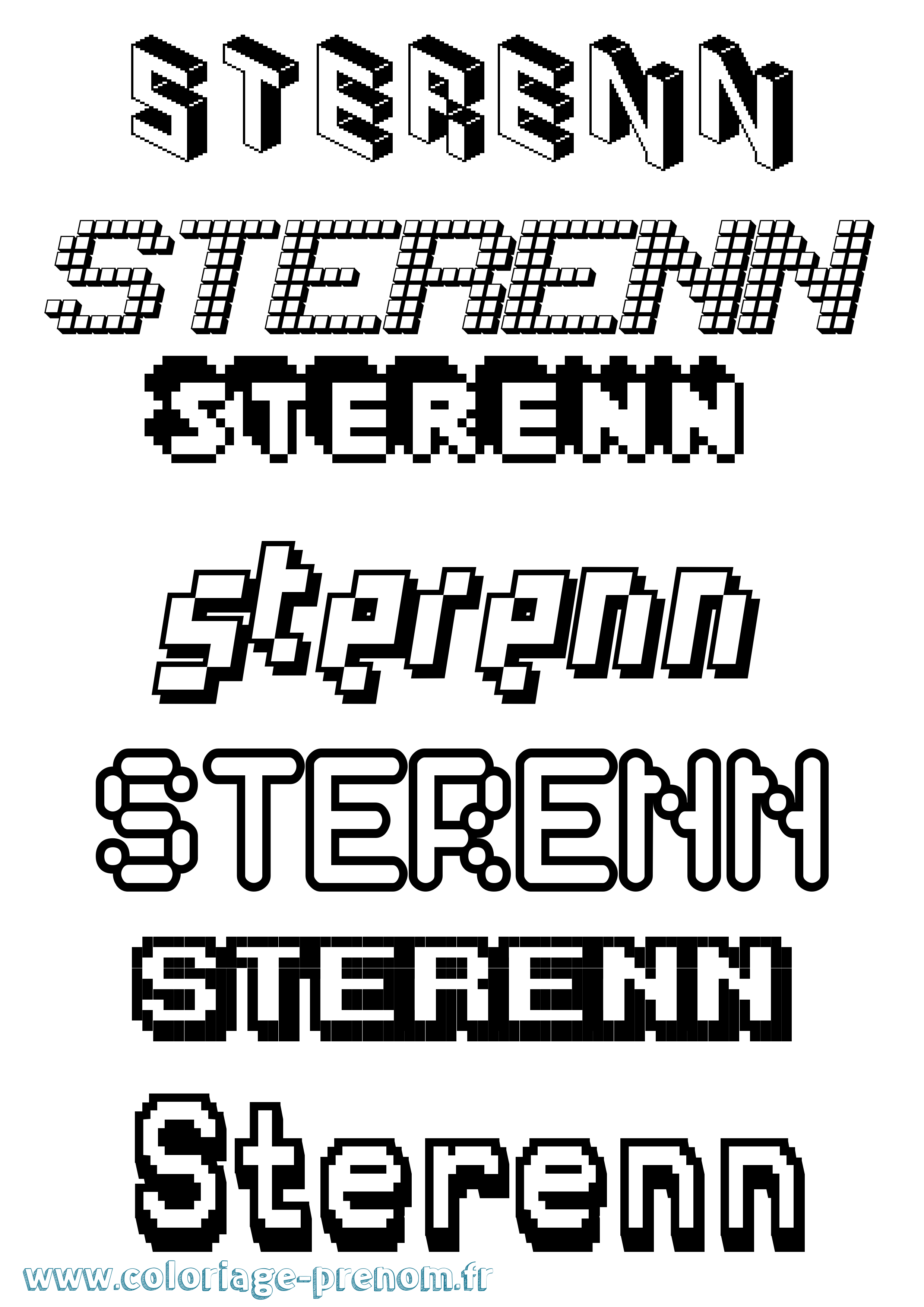 Coloriage prénom Sterenn Pixel