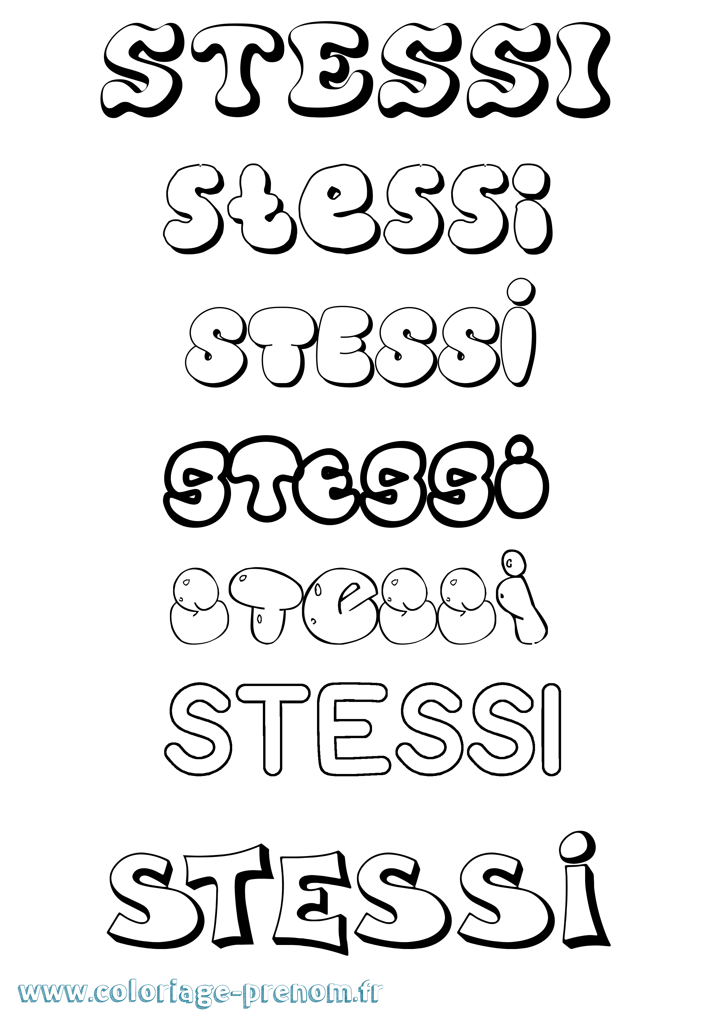 Coloriage Stessi Bubble Coloriage prénom Stessi Bubble