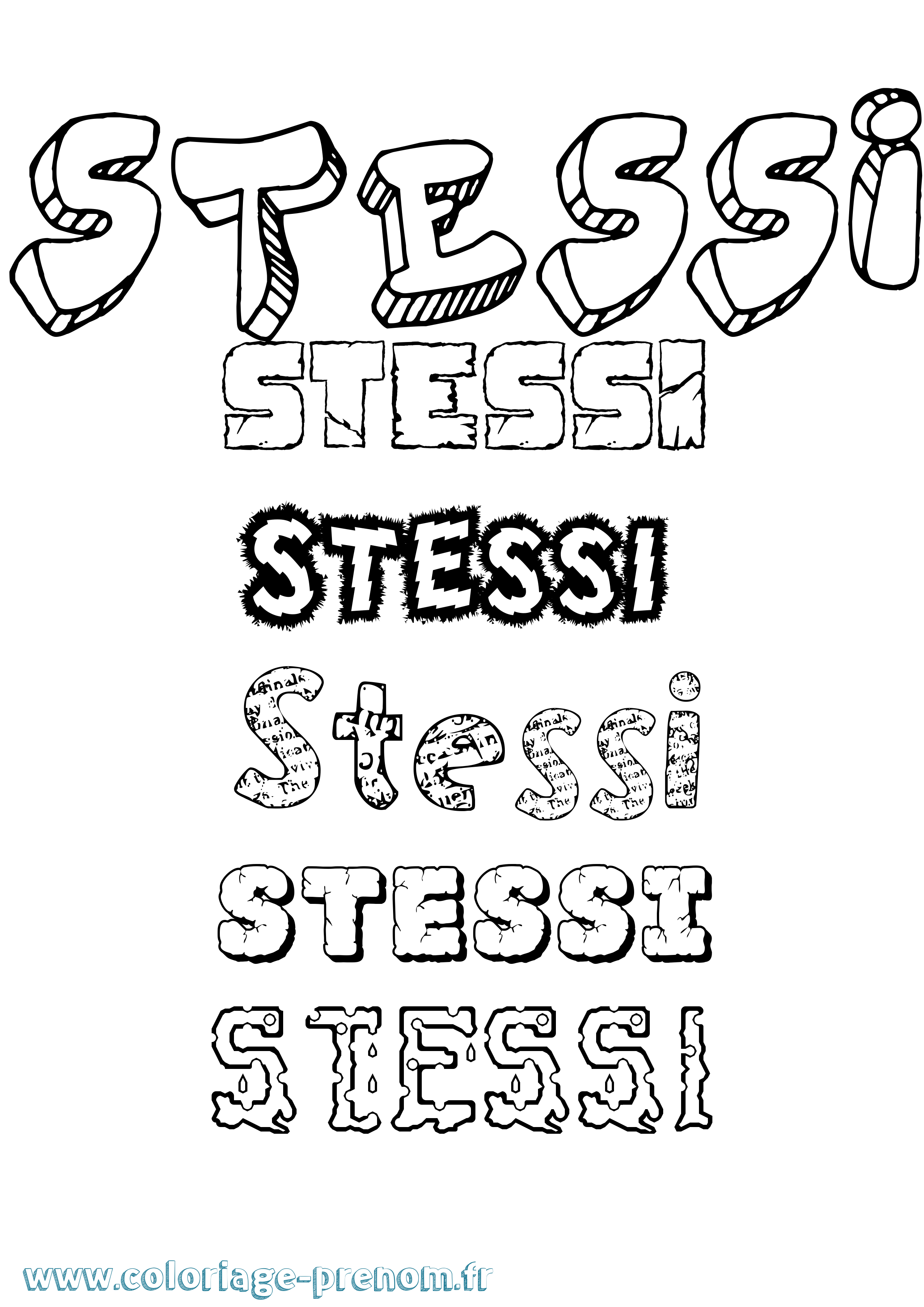 Coloriage Stessi Destructuré Coloriage prénom Stessi Destructuré