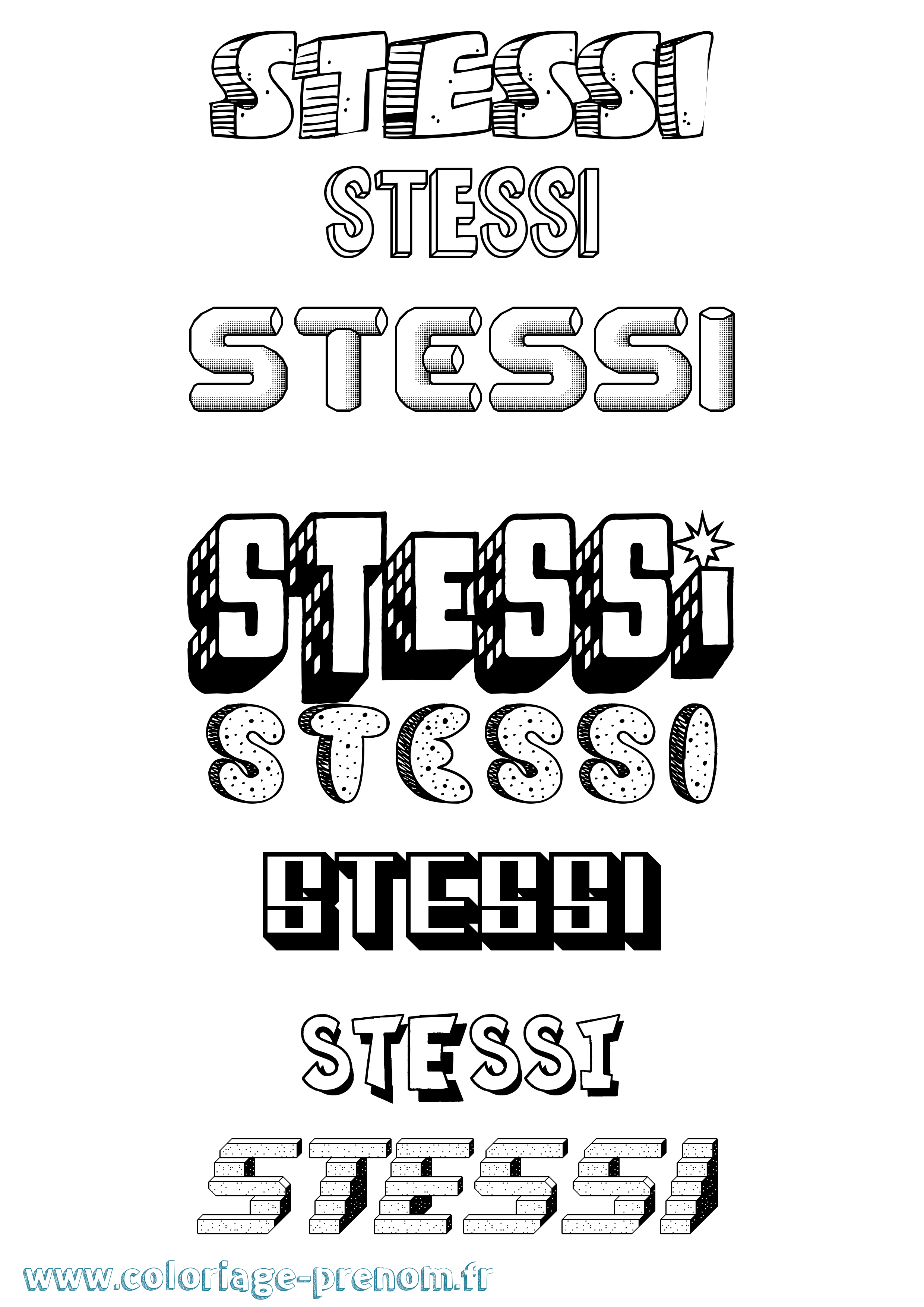 Coloriage Stessi Effet 3D Coloriage prénom Stessi Effet 3D