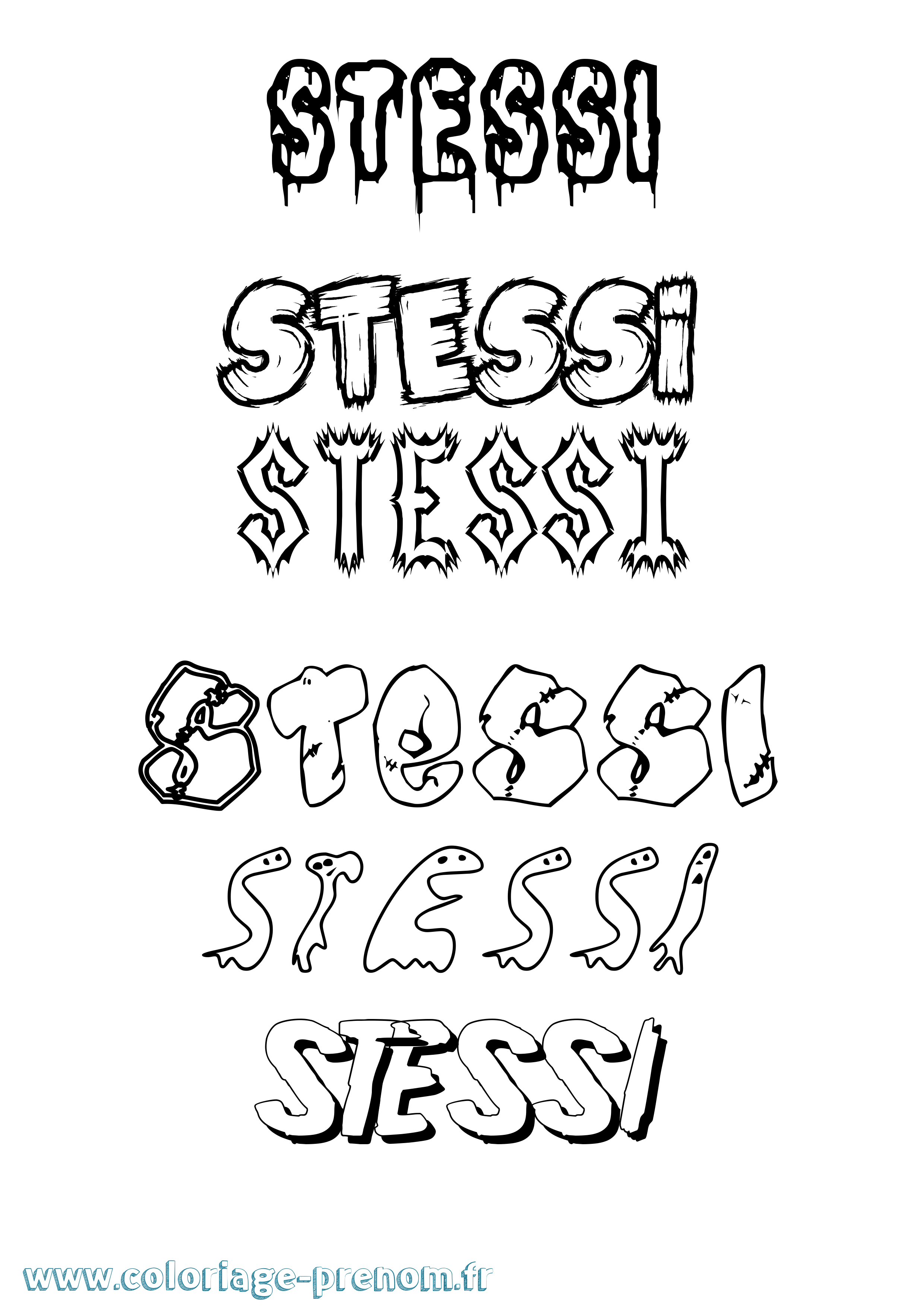 Coloriage Stessi Frisson Coloriage prénom Stessi Frisson
