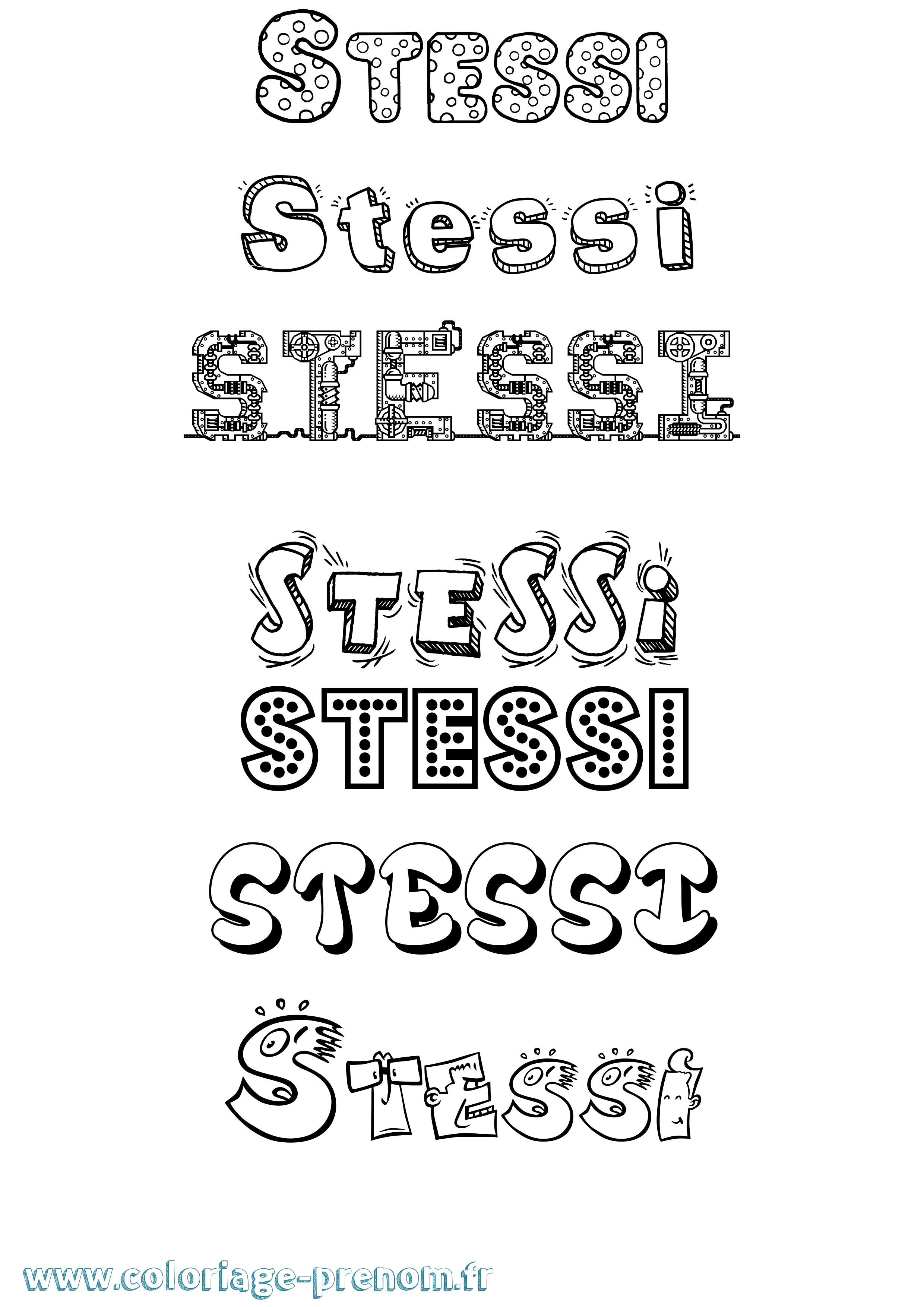 Coloriage Stessi Fun Coloriage prénom Stessi Fun