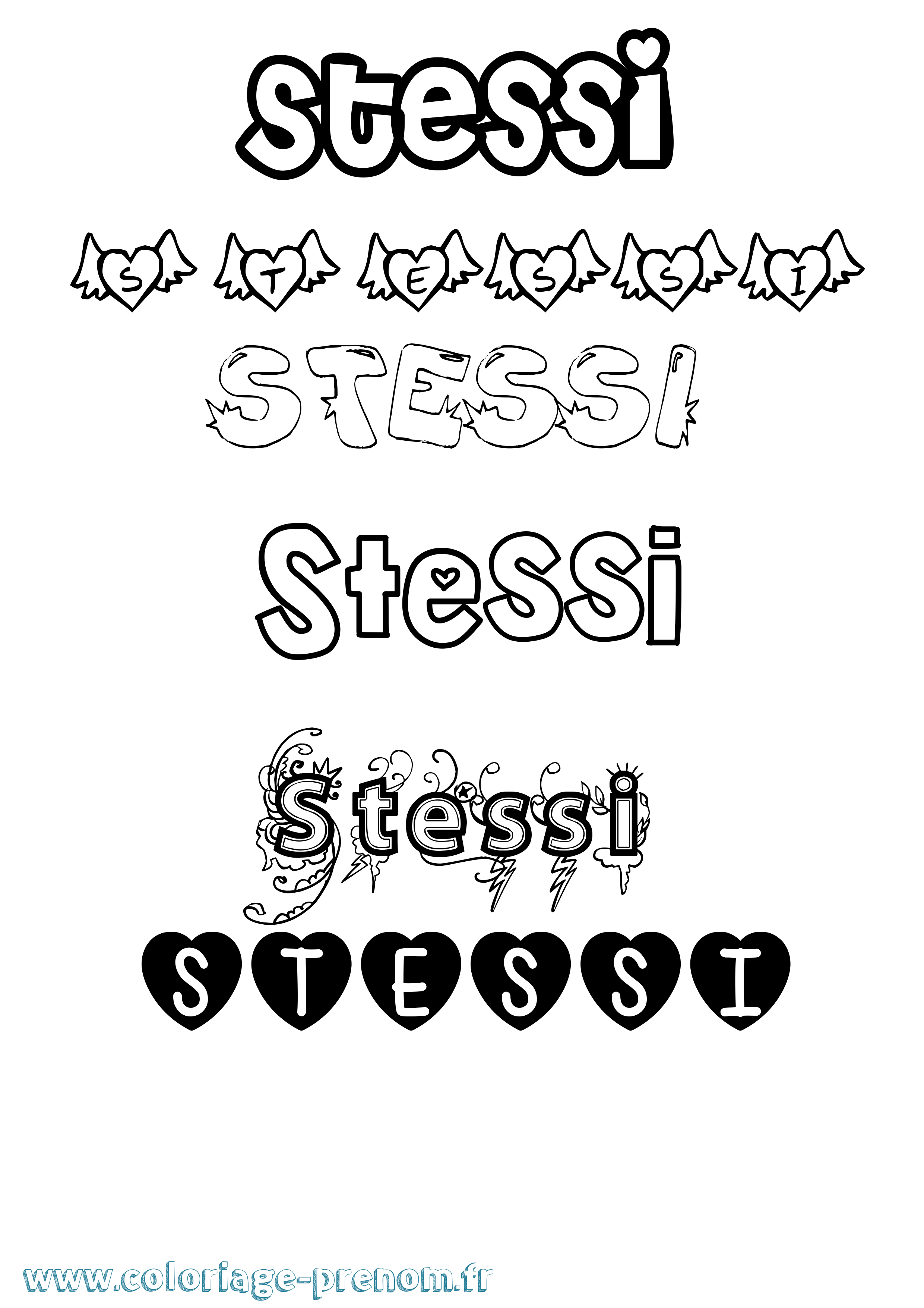 Coloriage Stessi Girly Coloriage prénom Stessi Girly