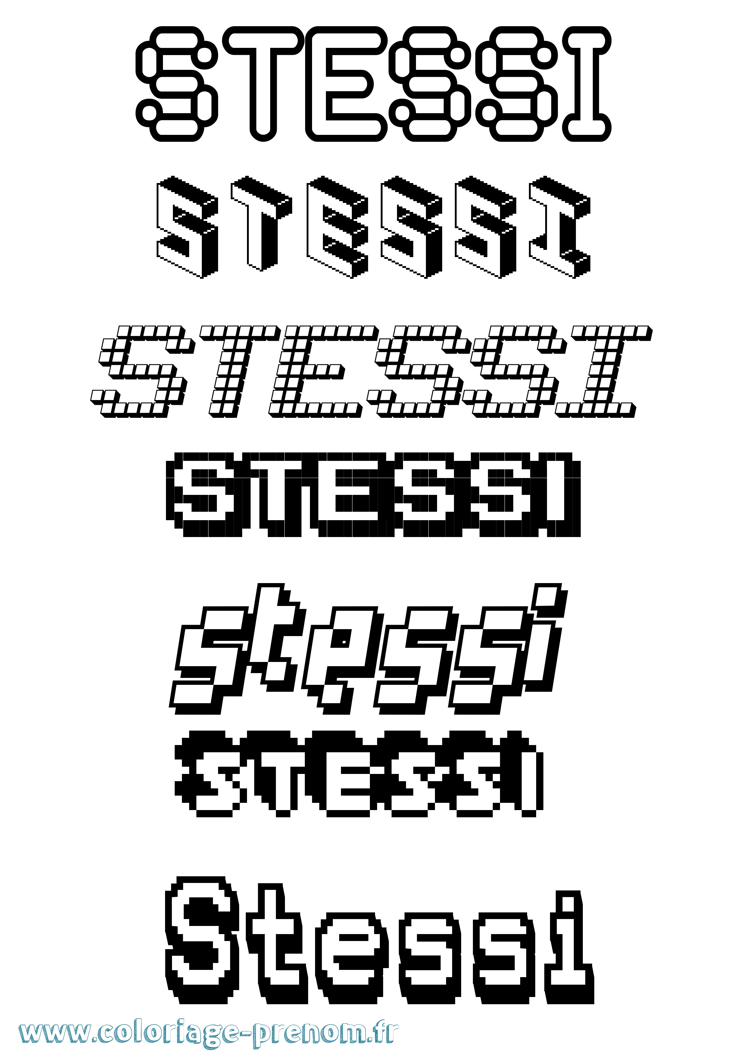 Coloriage prénom Stessi Pixel