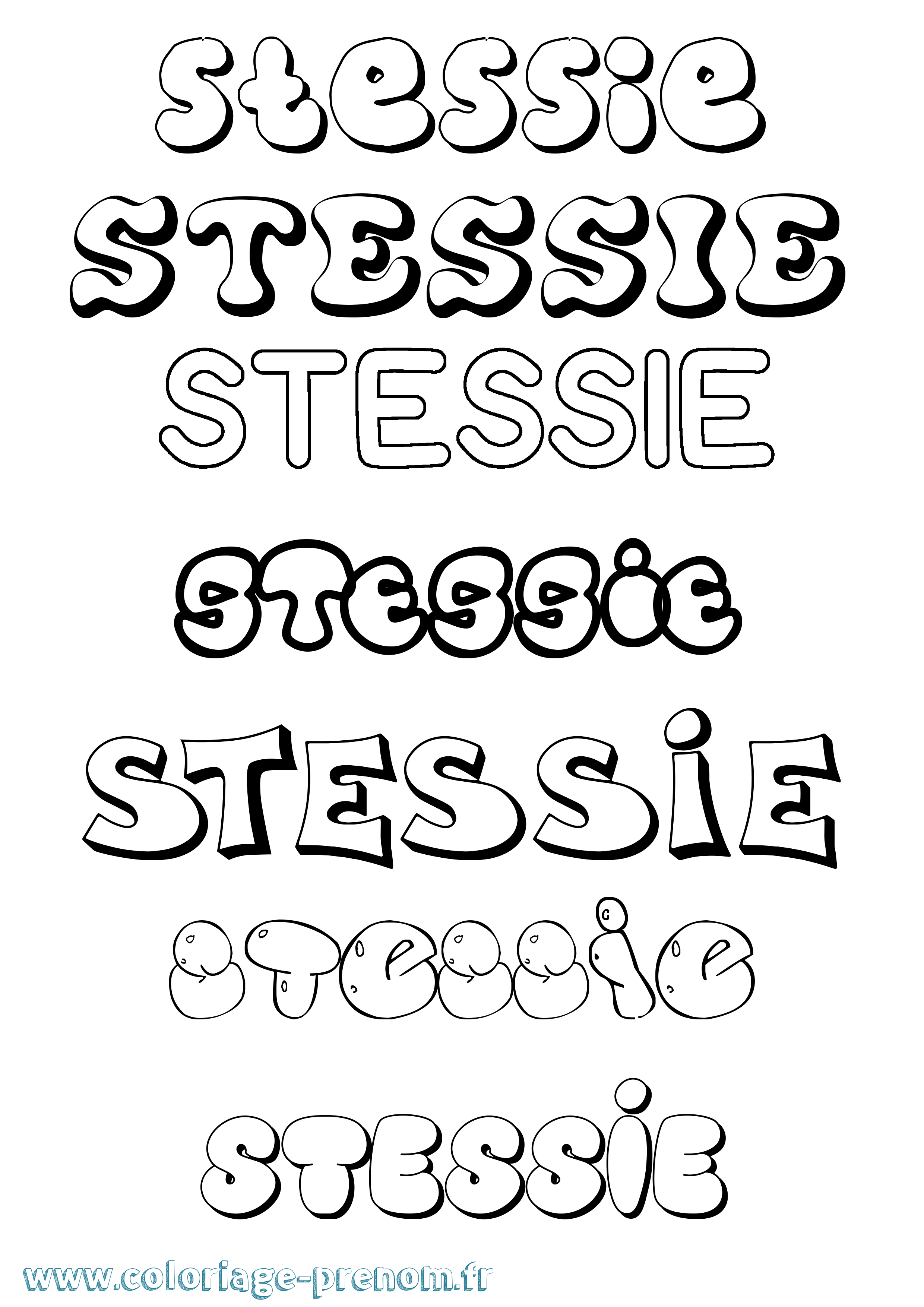 Coloriage prénom Stessie Bubble