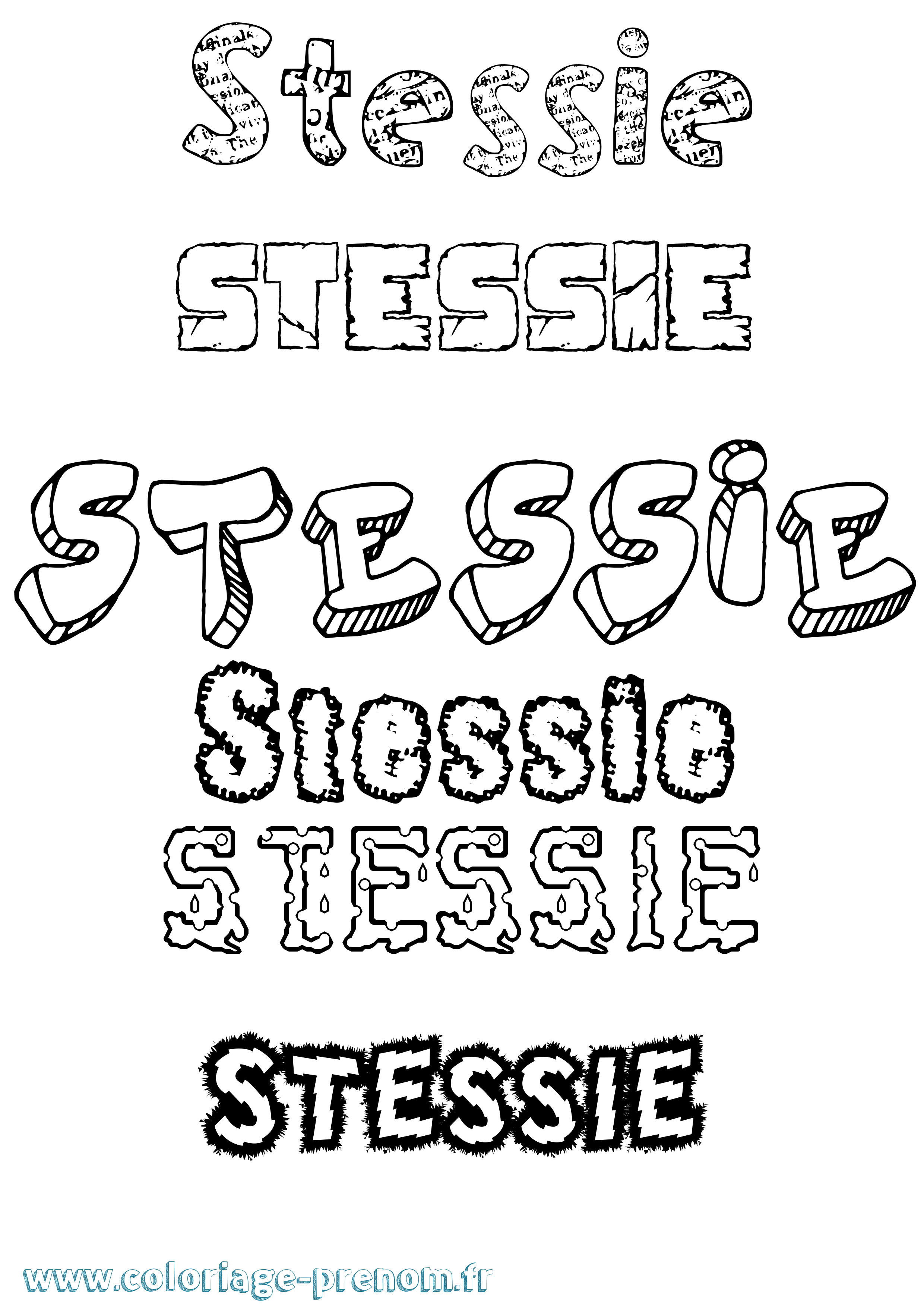 Coloriage prénom Stessie Destructuré