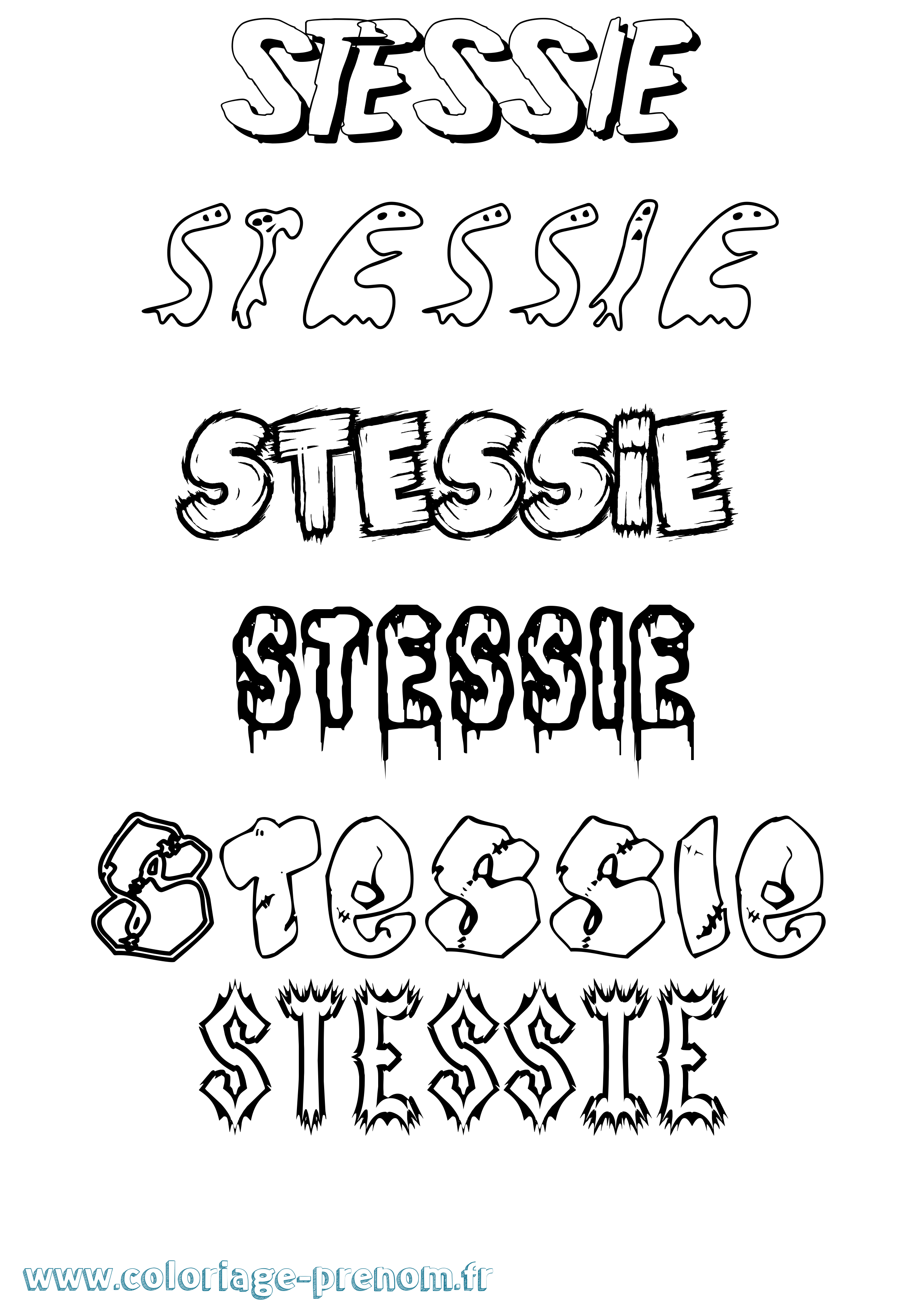 Coloriage prénom Stessie Frisson
