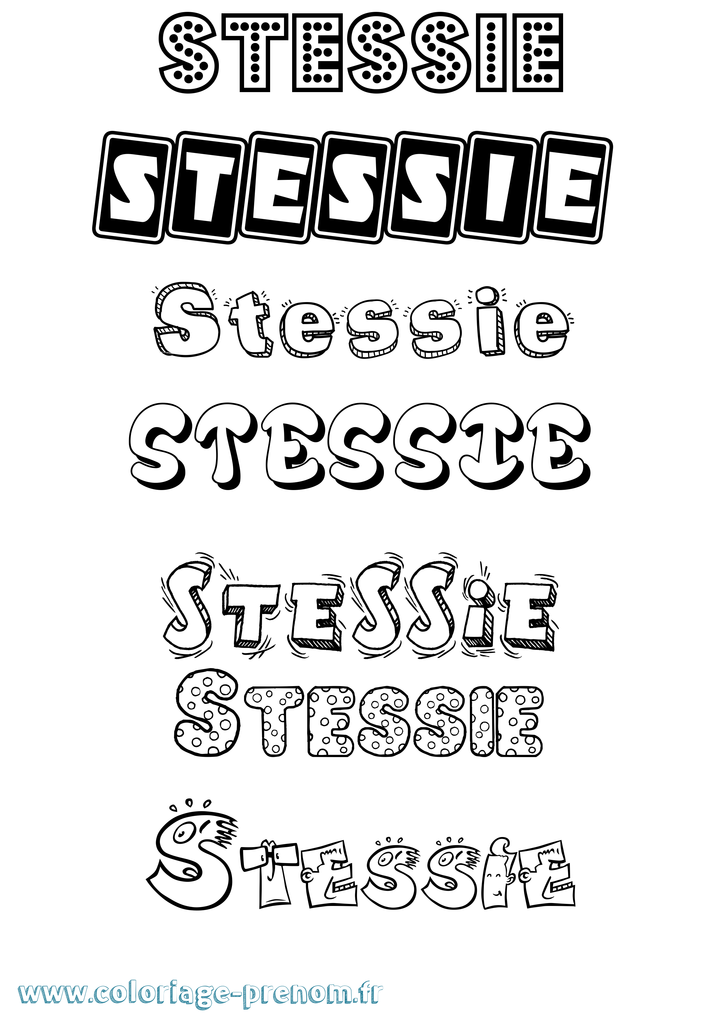 Coloriage prénom Stessie Fun