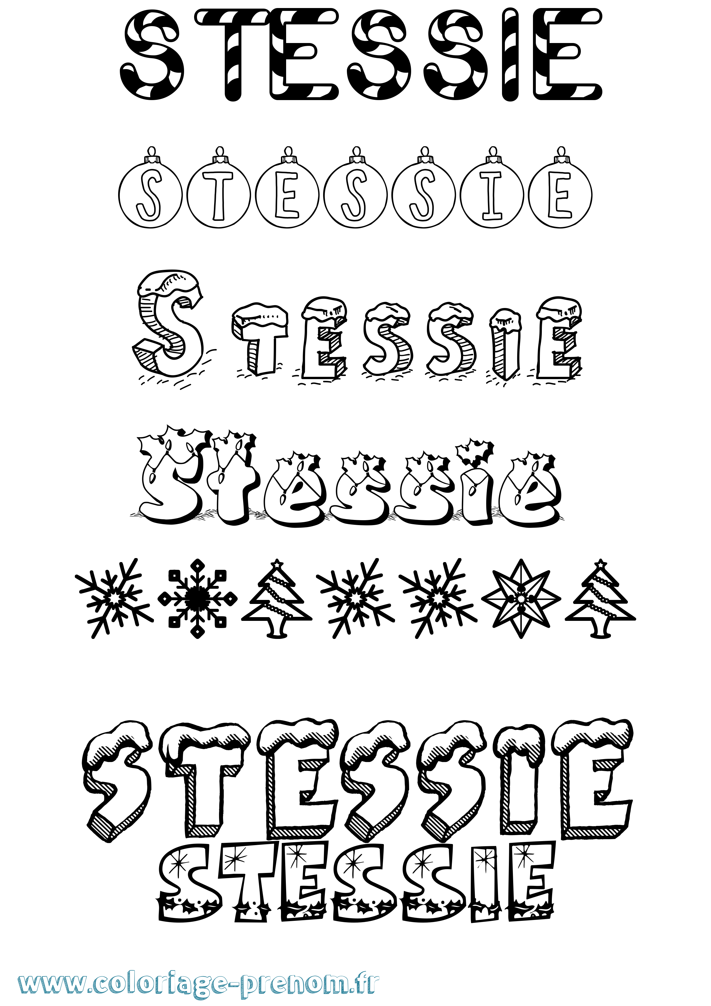 Coloriage prénom Stessie Noël