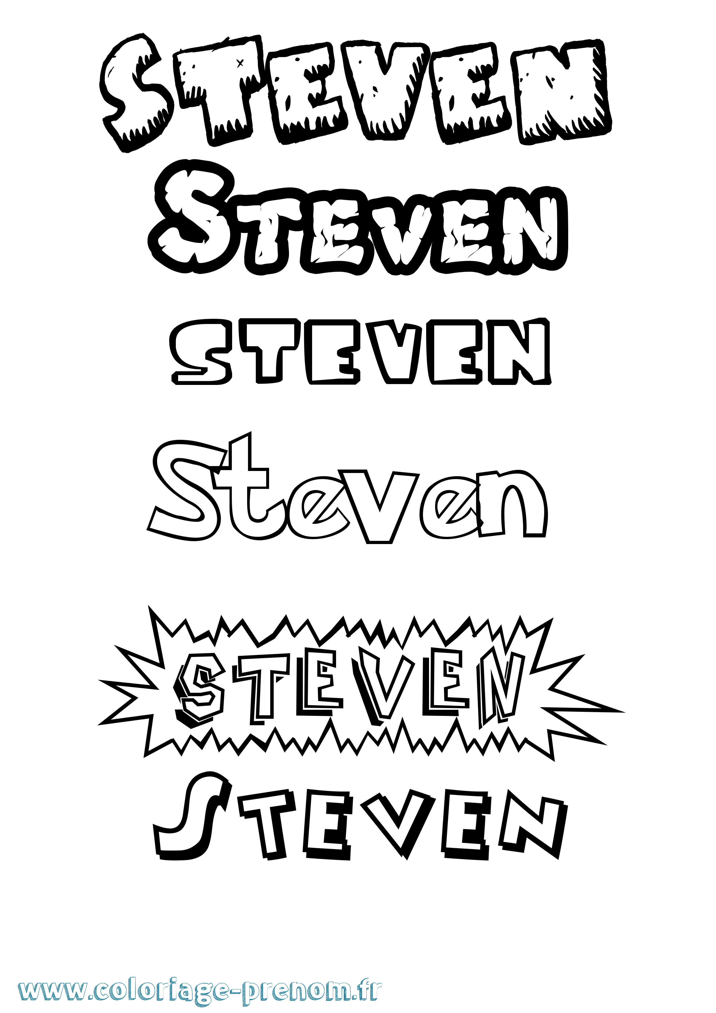 Coloriage Steven Coloriage prénom Steven