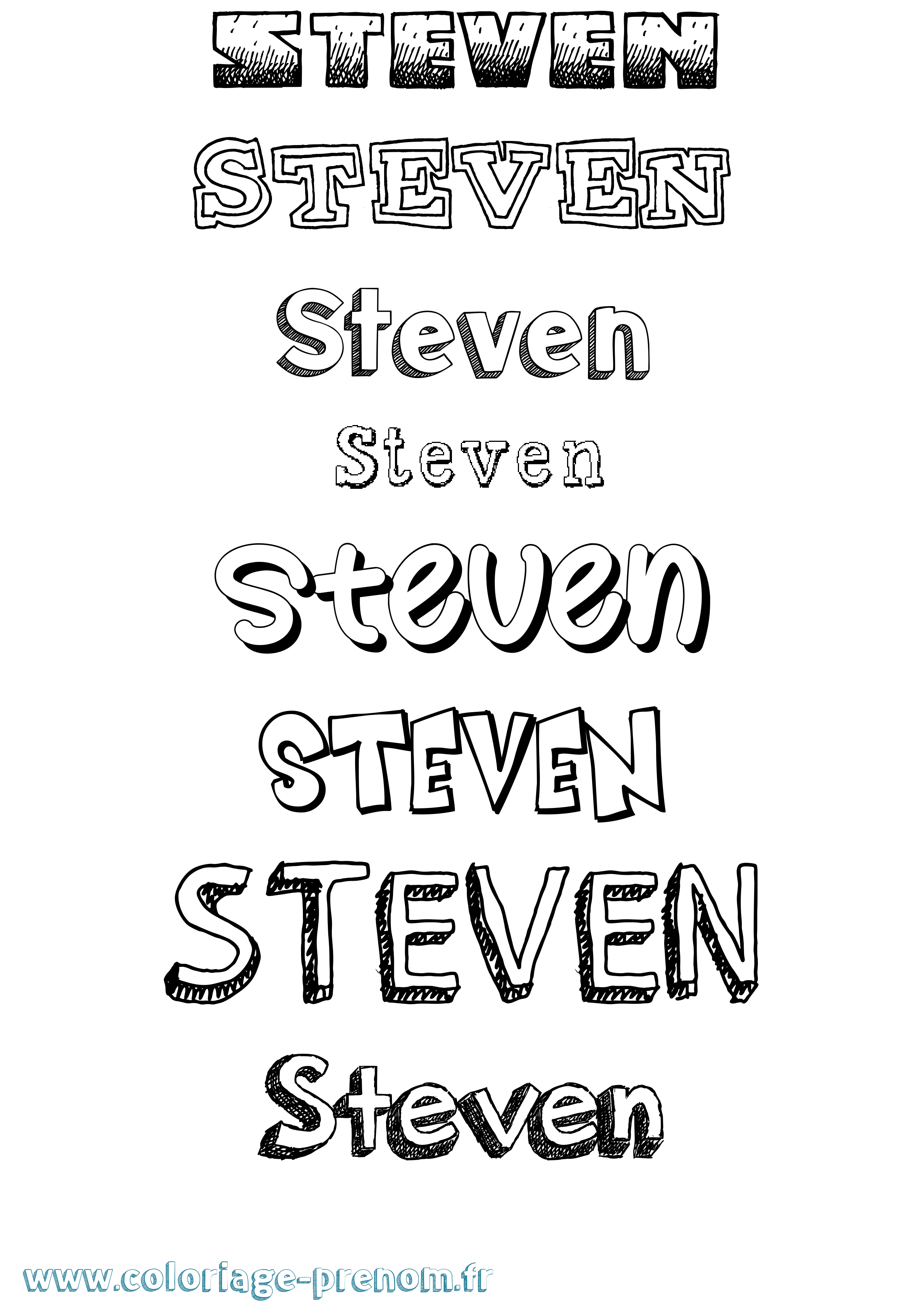 Coloriage prénom Steven Dessiné
