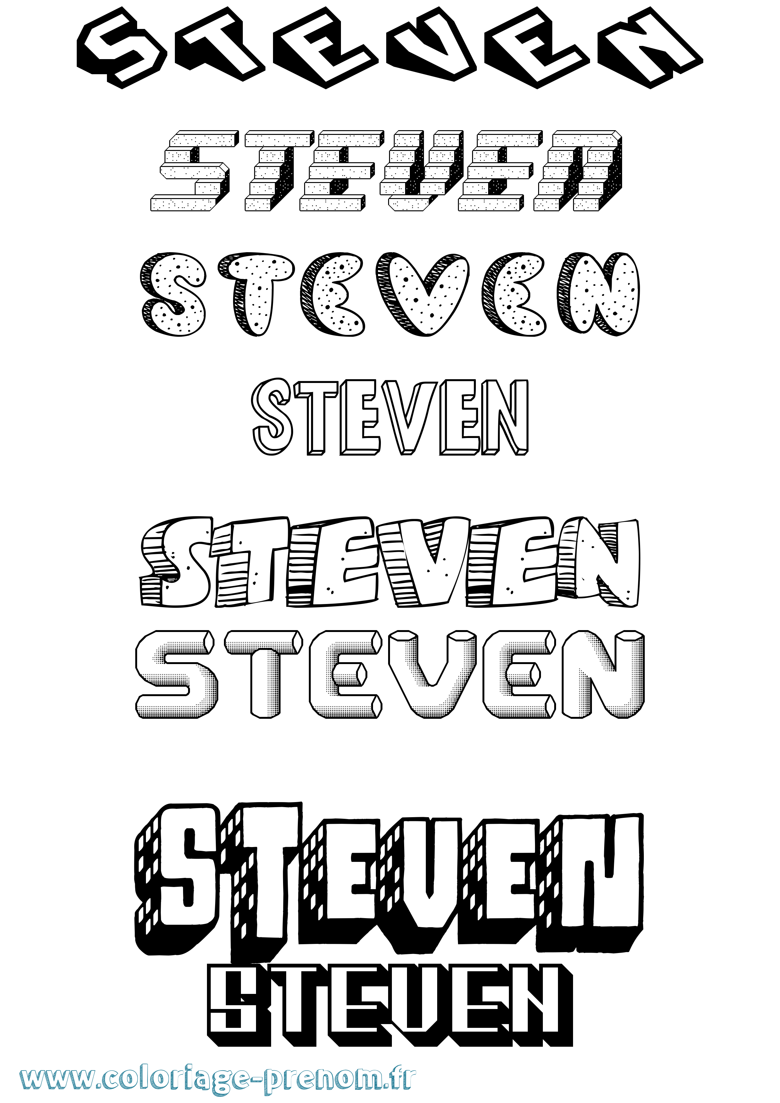 Coloriage Steven Coloriage prénom Steven
