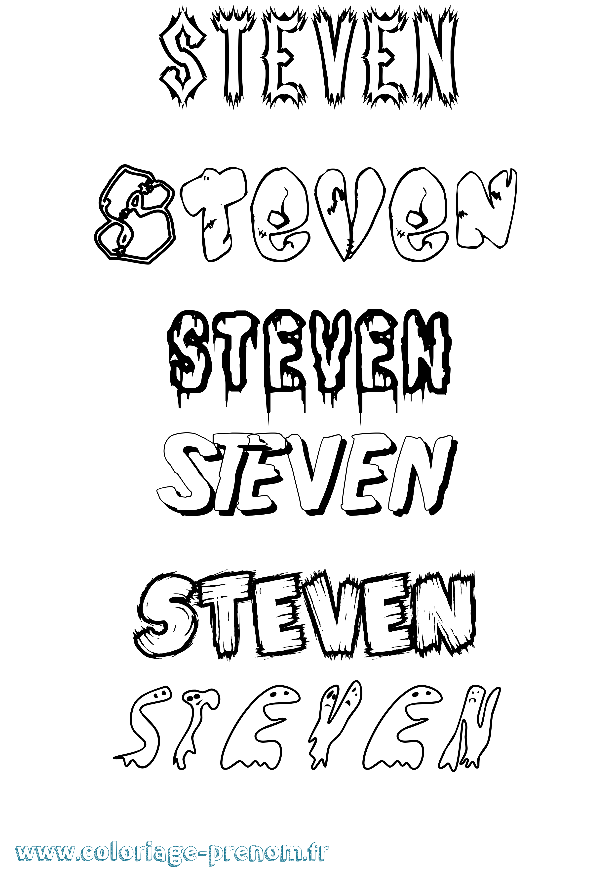 Coloriage prénom Steven Frisson