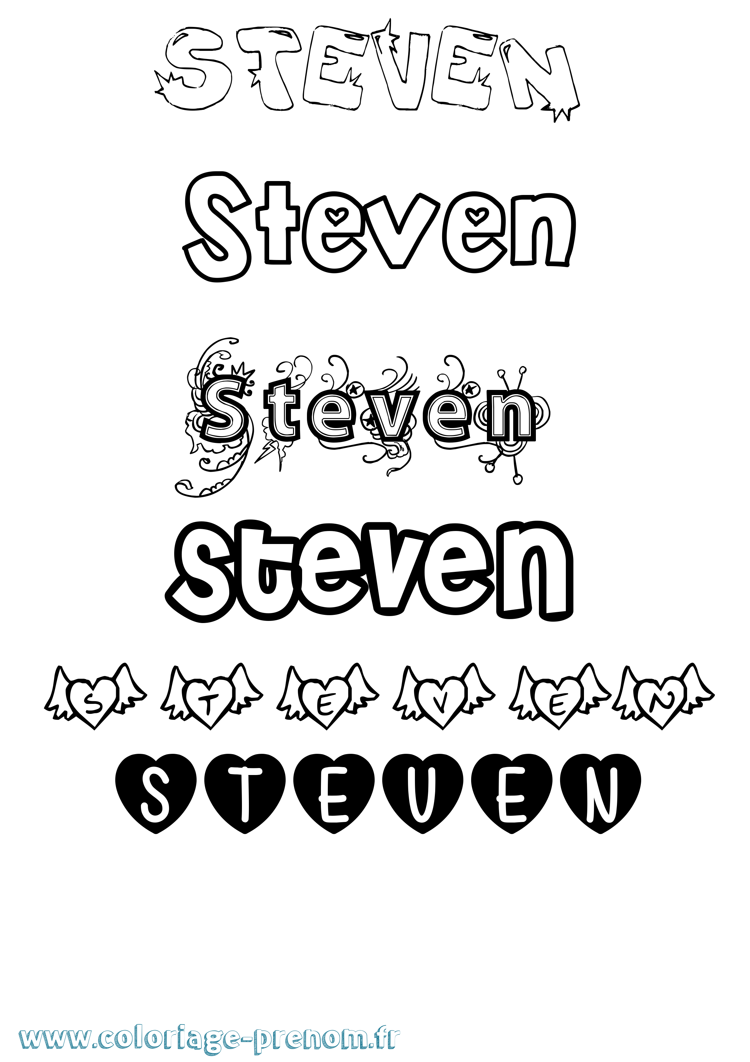 Coloriage Steven Coloriage prénom Steven