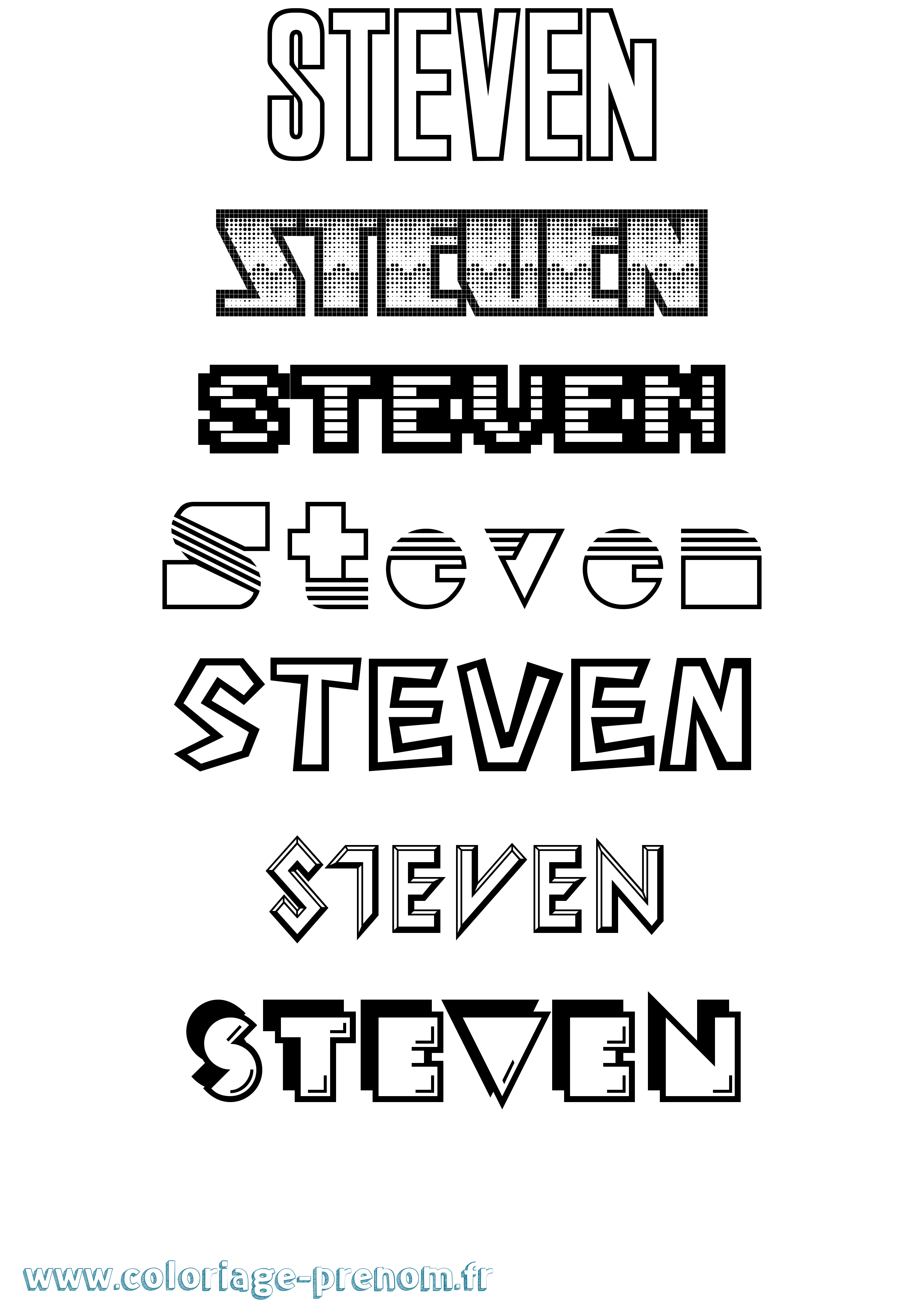Coloriage prénom Steven Jeux Vidéos