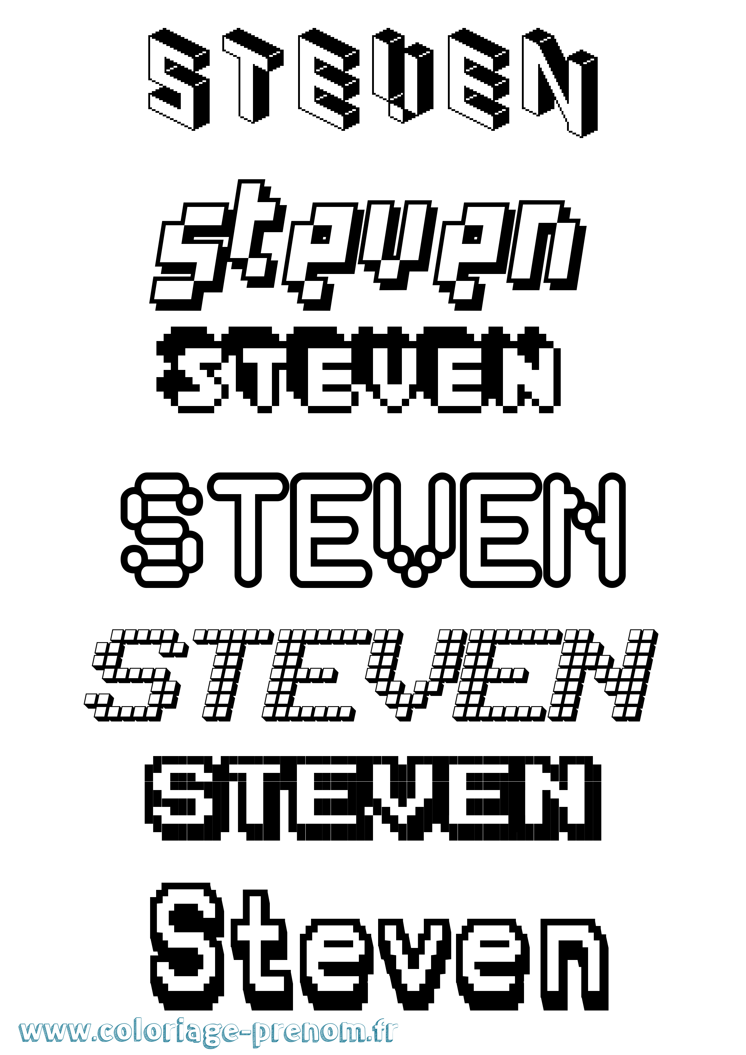 Coloriage Steven Coloriage prénom Steven