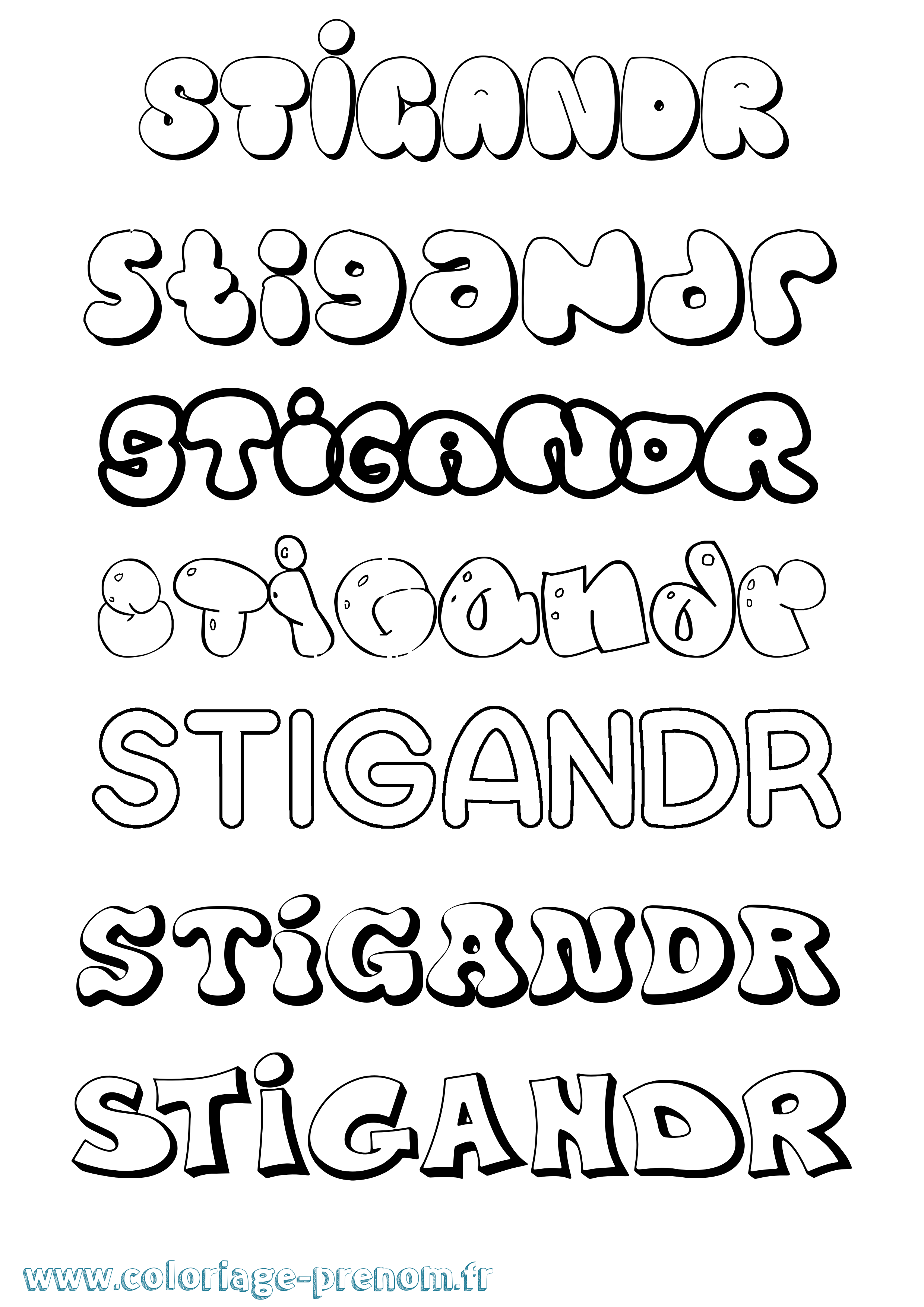 Coloriage Stígandr Bubble Coloriage prénom Stígandr Bubble