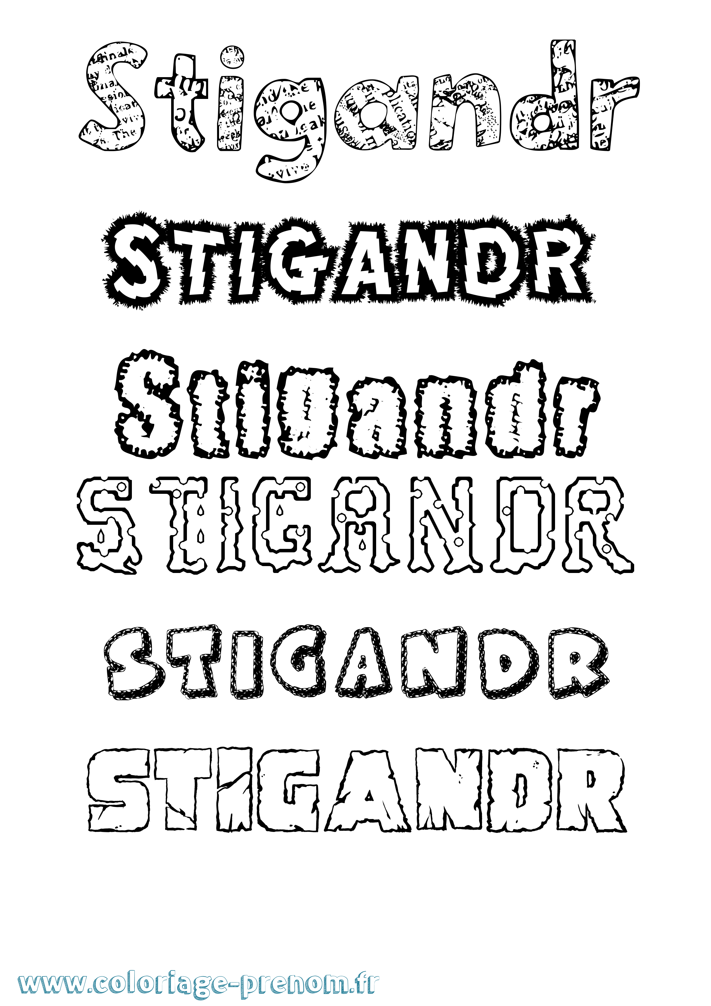 Coloriage Stígandr Destructuré Coloriage prénom Stígandr Destructuré