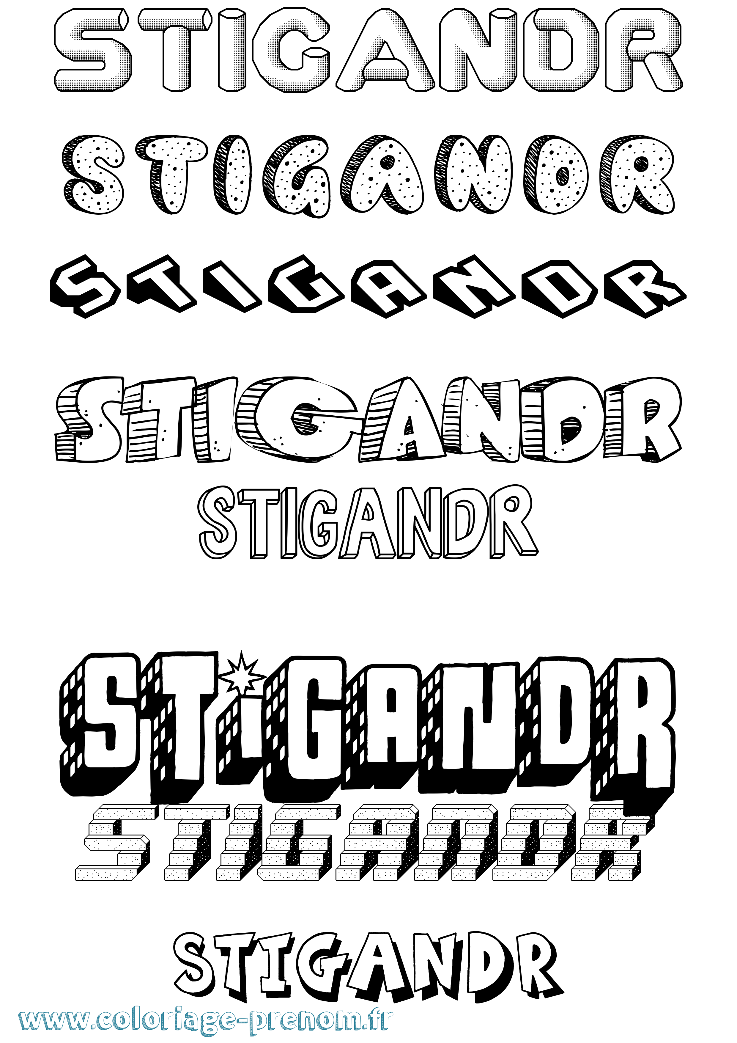 Coloriage Stígandr Effet 3D Coloriage prénom Stígandr Effet 3D