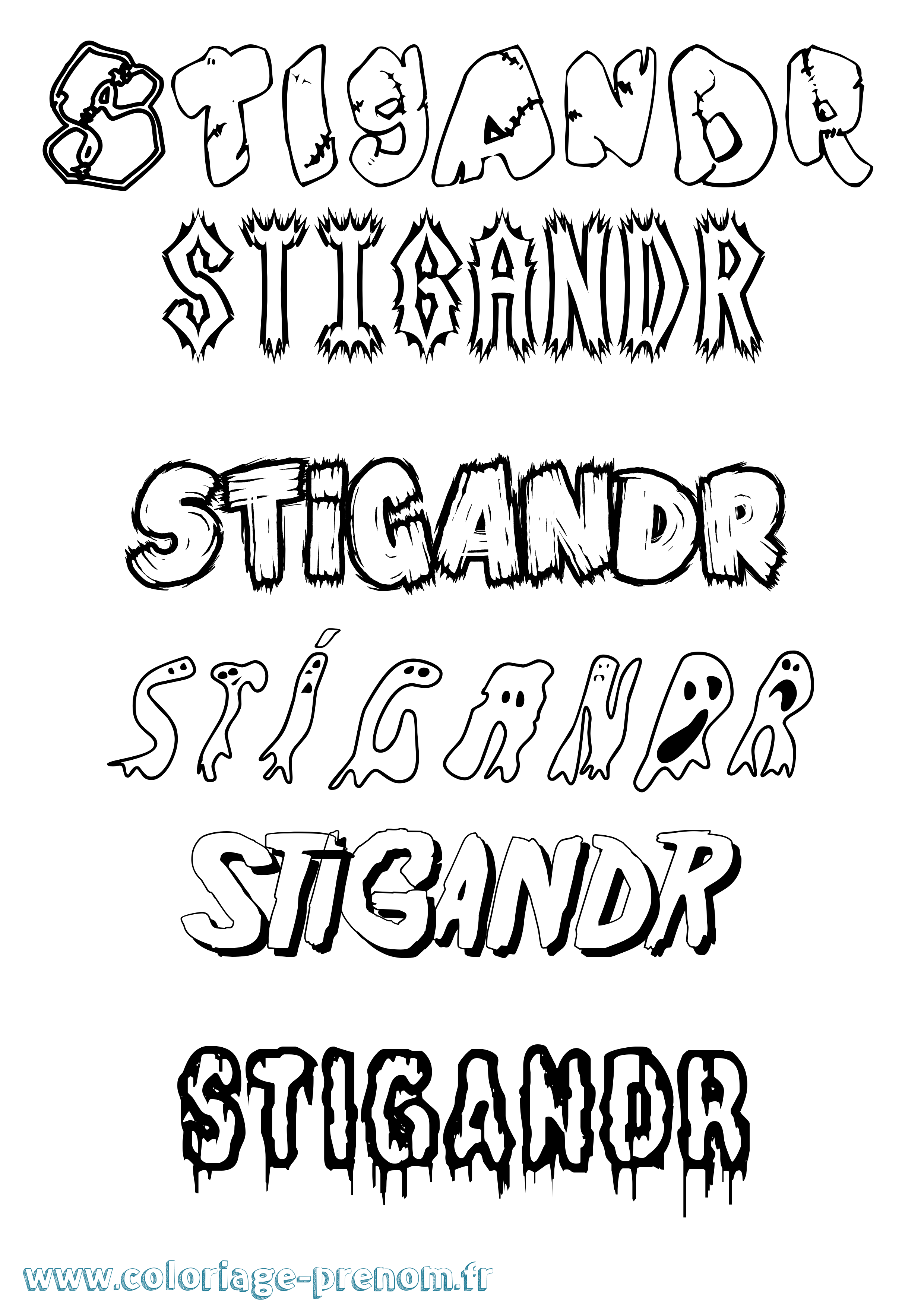 Coloriage Stígandr Frisson Coloriage prénom Stígandr Frisson