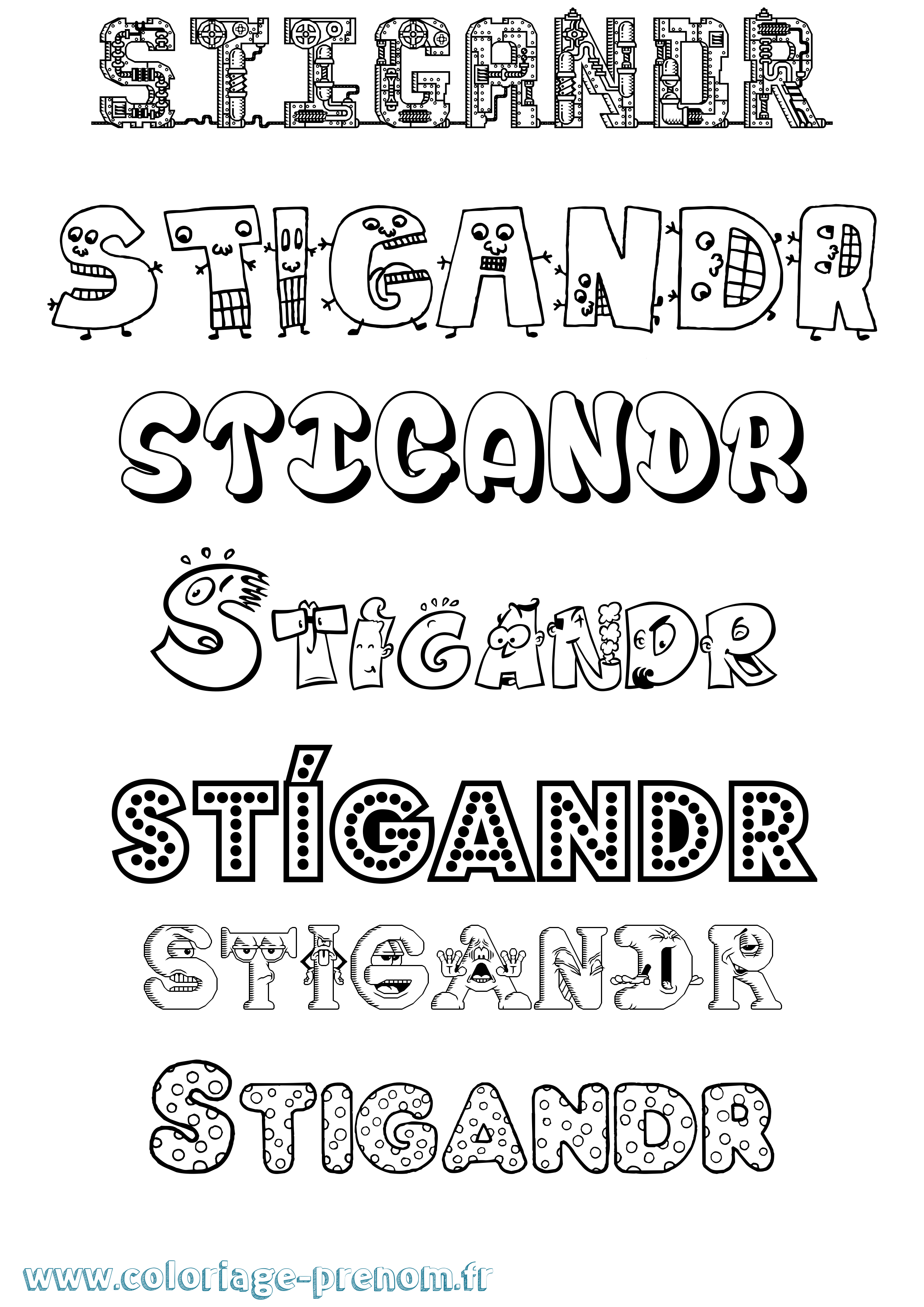 Coloriage prénom Stígandr Fun