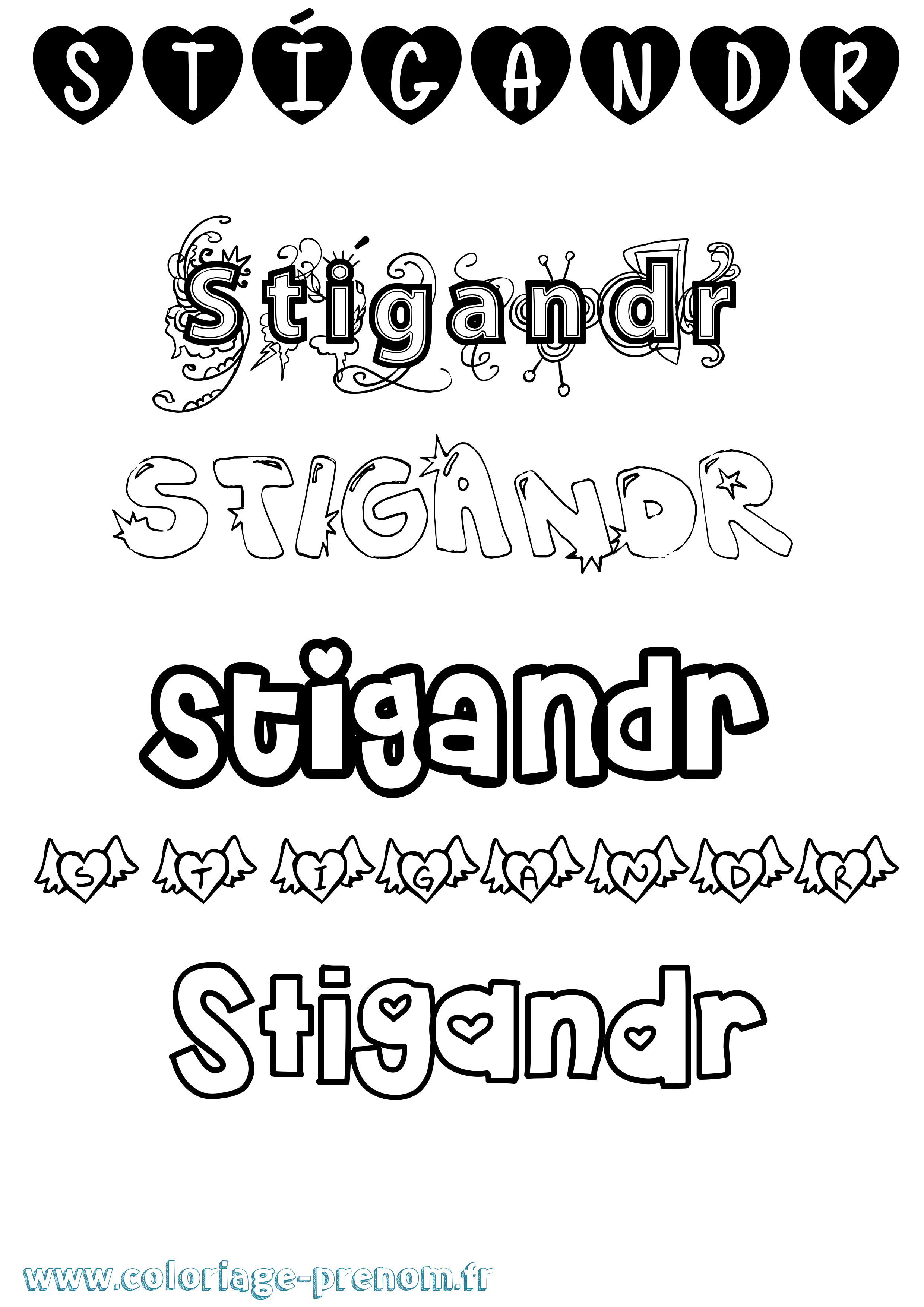 Coloriage Stígandr Girly Coloriage prénom Stígandr Girly