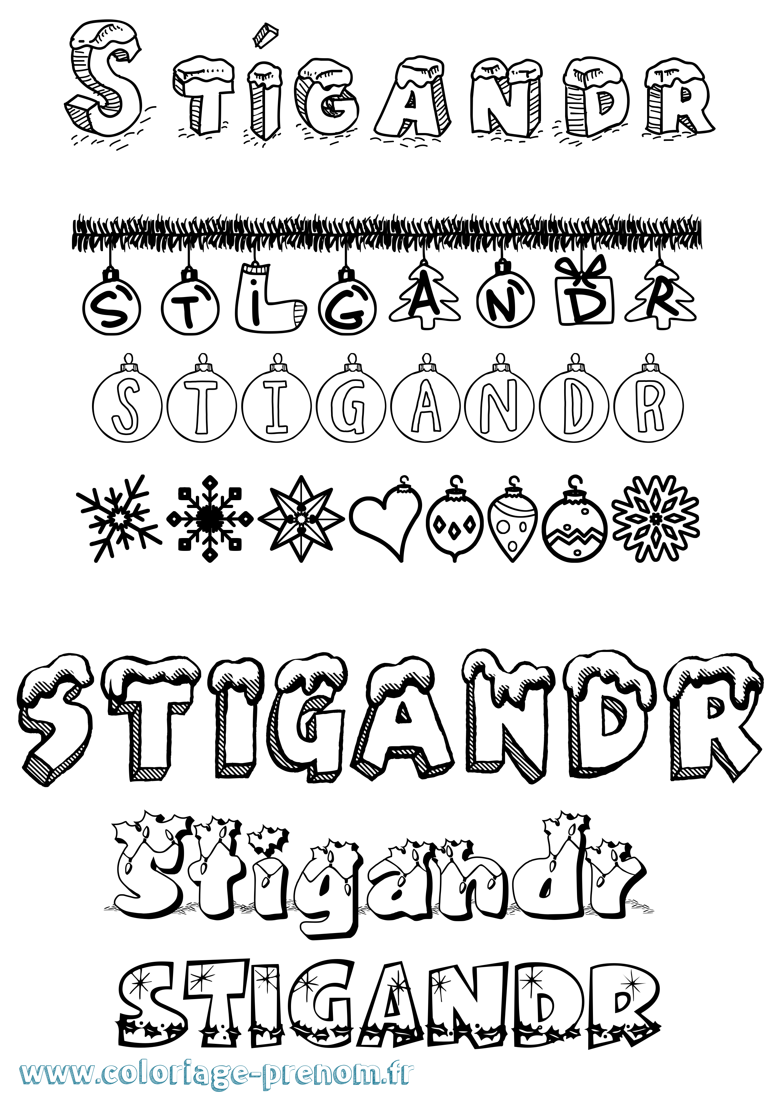 Coloriage prénom Stígandr Noël